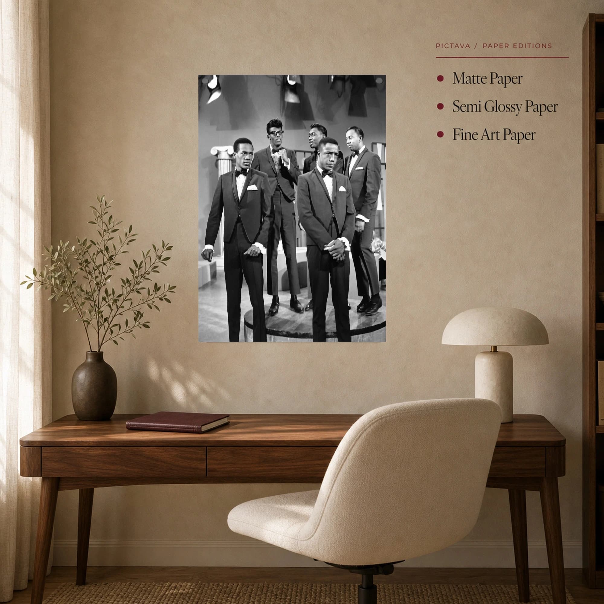 The Temptations Vintage Black and White Motown Wall Art Print, view 8
