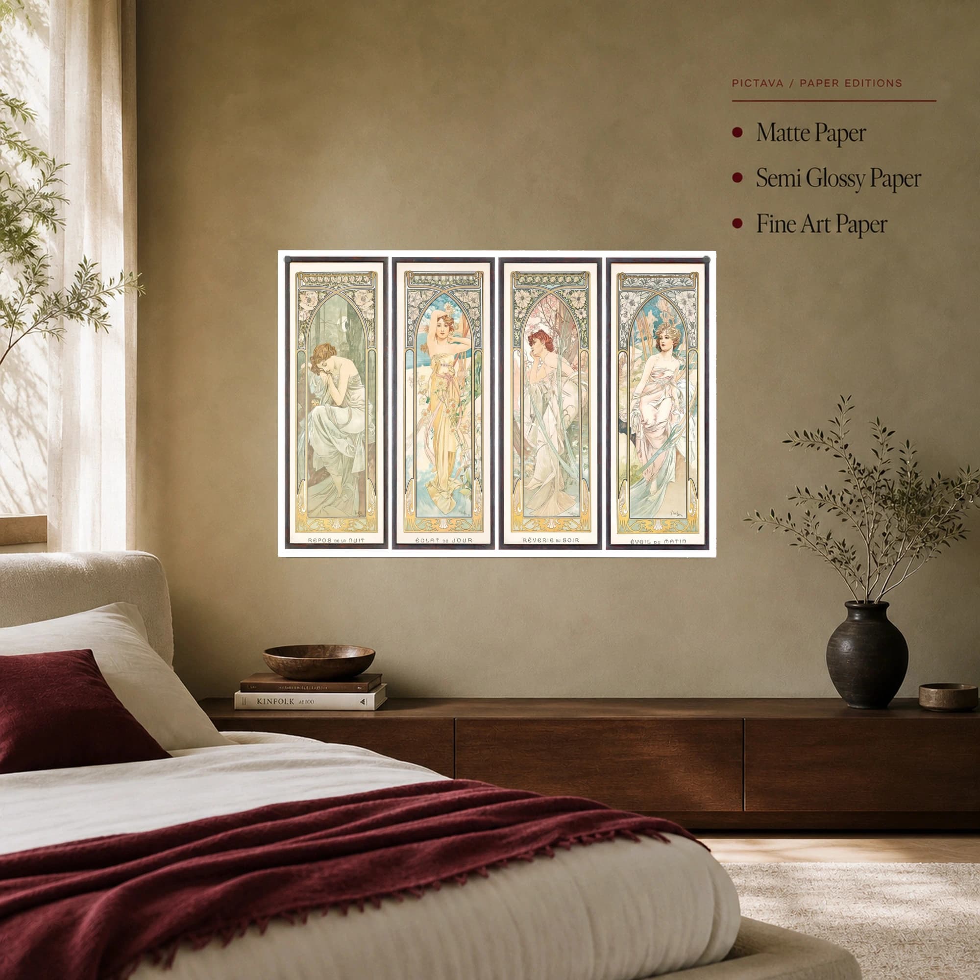 Alphonse Mucha The Times of the Day Art Nouveau Quadriptych Print, view 7