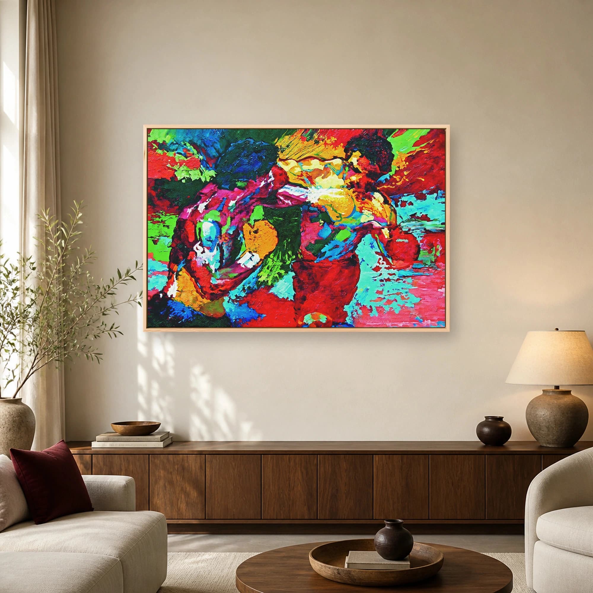 Abstract Boxing Match Impasto Canvas Print, view 2