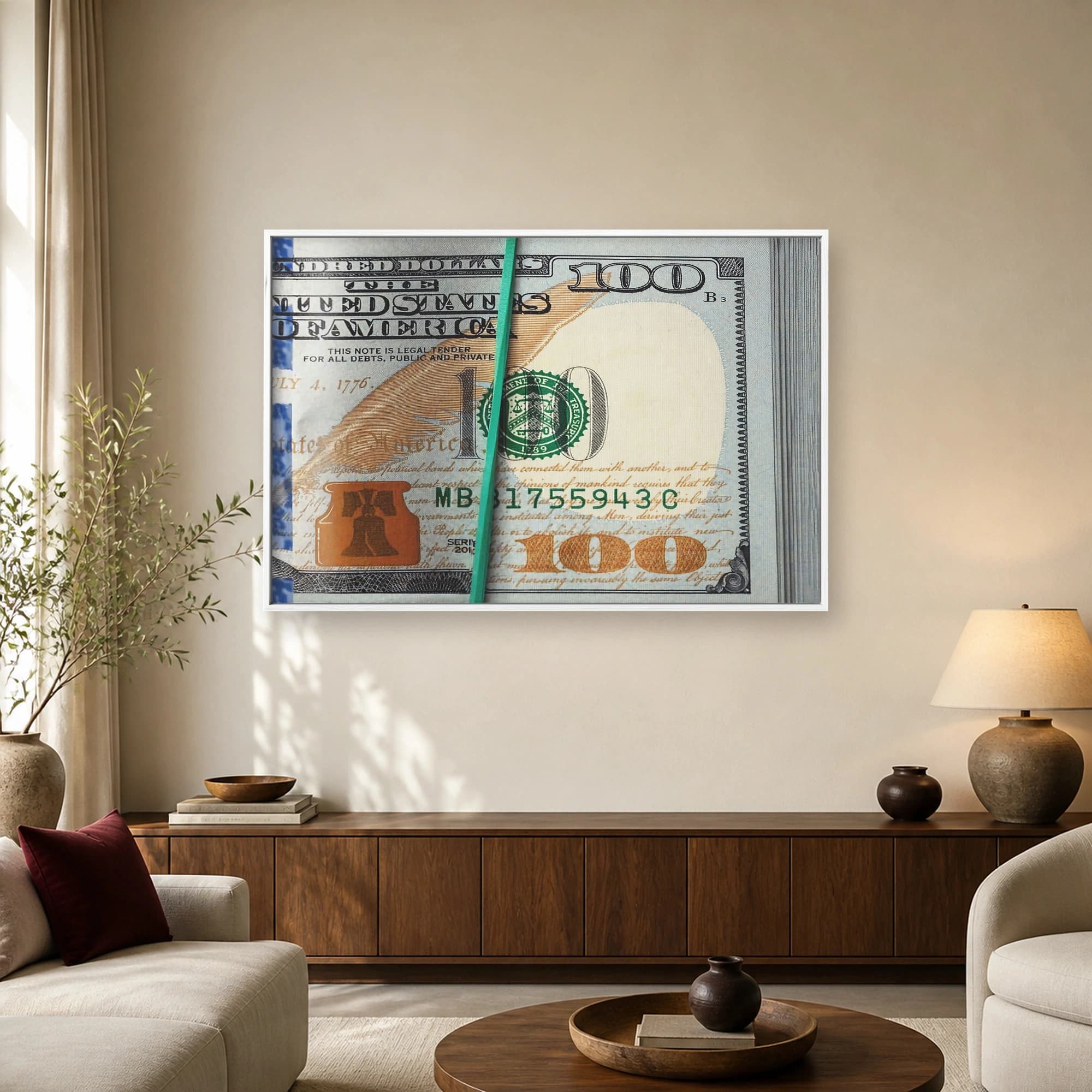 One Hundred Dollar Bill Macro Wall Art Print, view 2