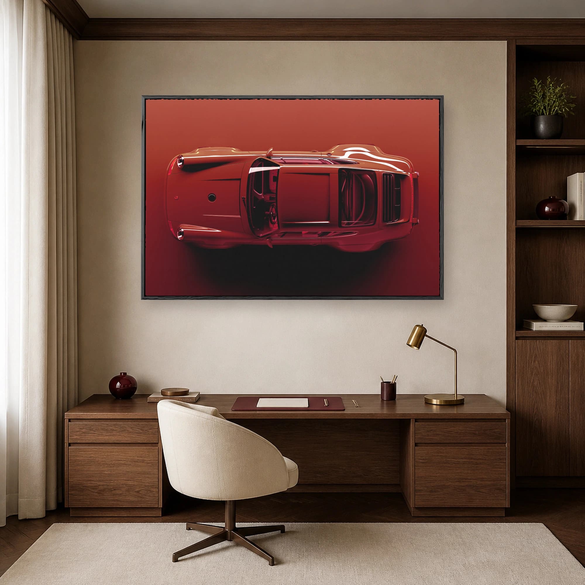 Red Porsche Overhead Sports Car Wall Art, view 7