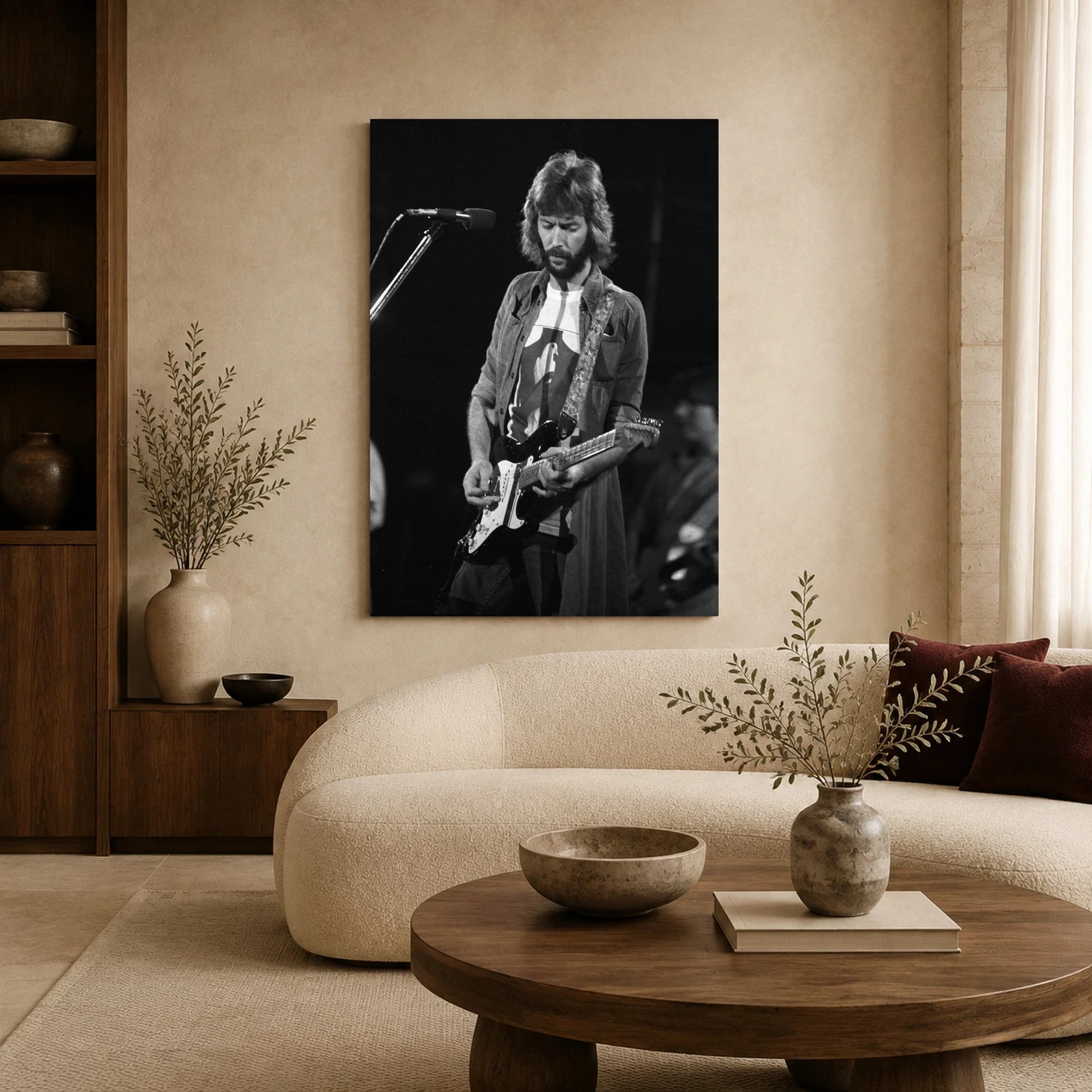 Eric Clapton Live Performance Vintage Black and White Wall Art, view 6