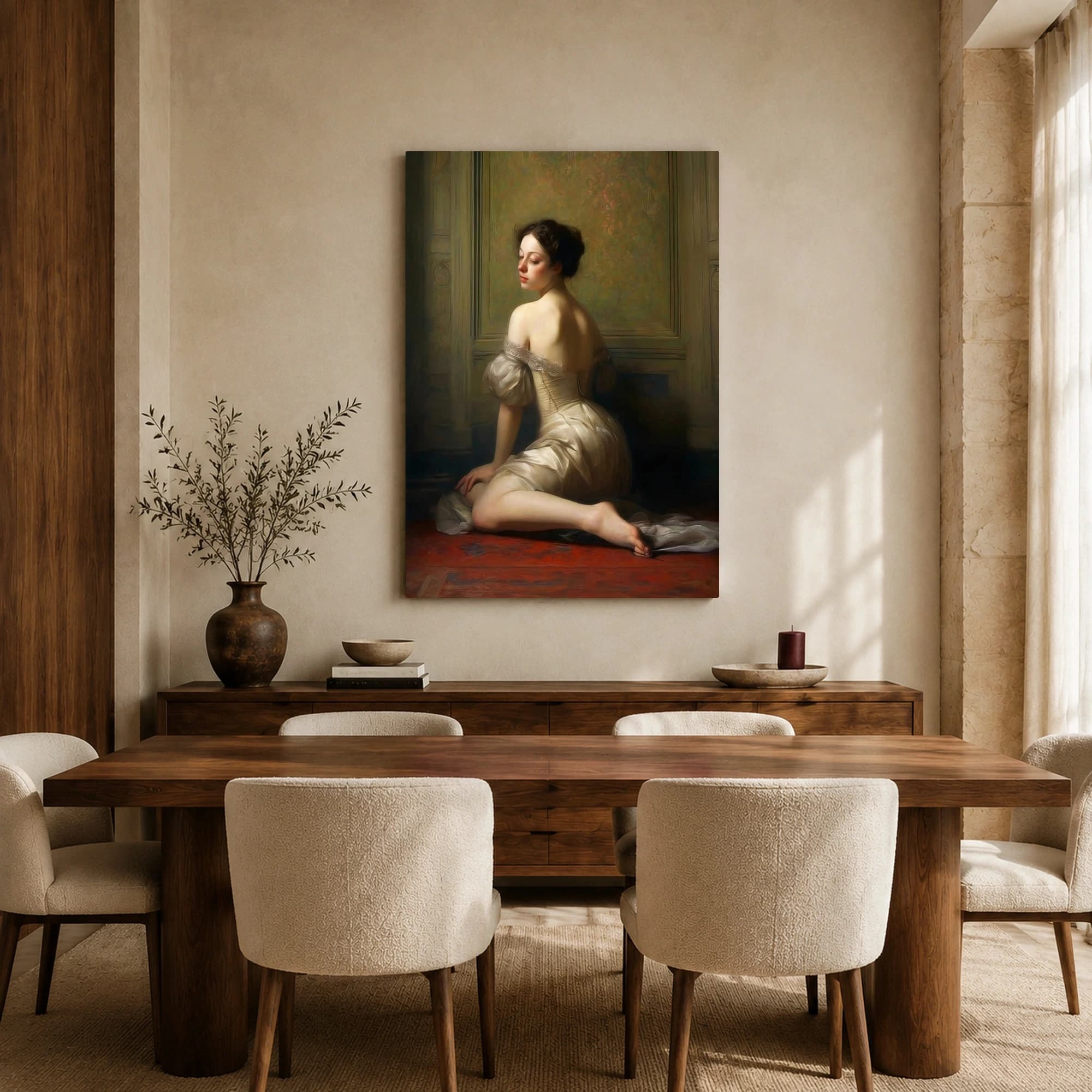 Elegance in Repose Neoclassical Portrait Canvas Print, view 4