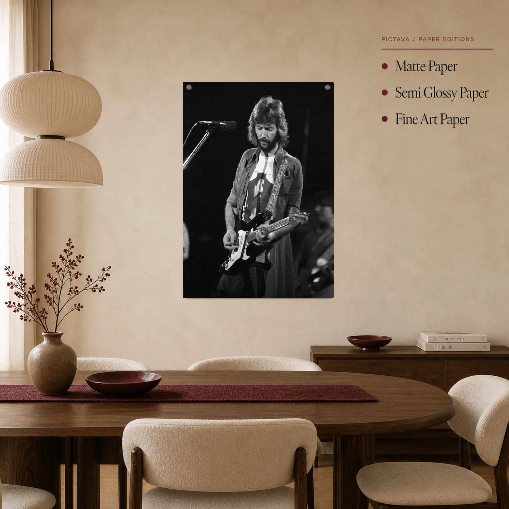 Eric Clapton Live Performance Vintage Black and White Wall Art, view 2