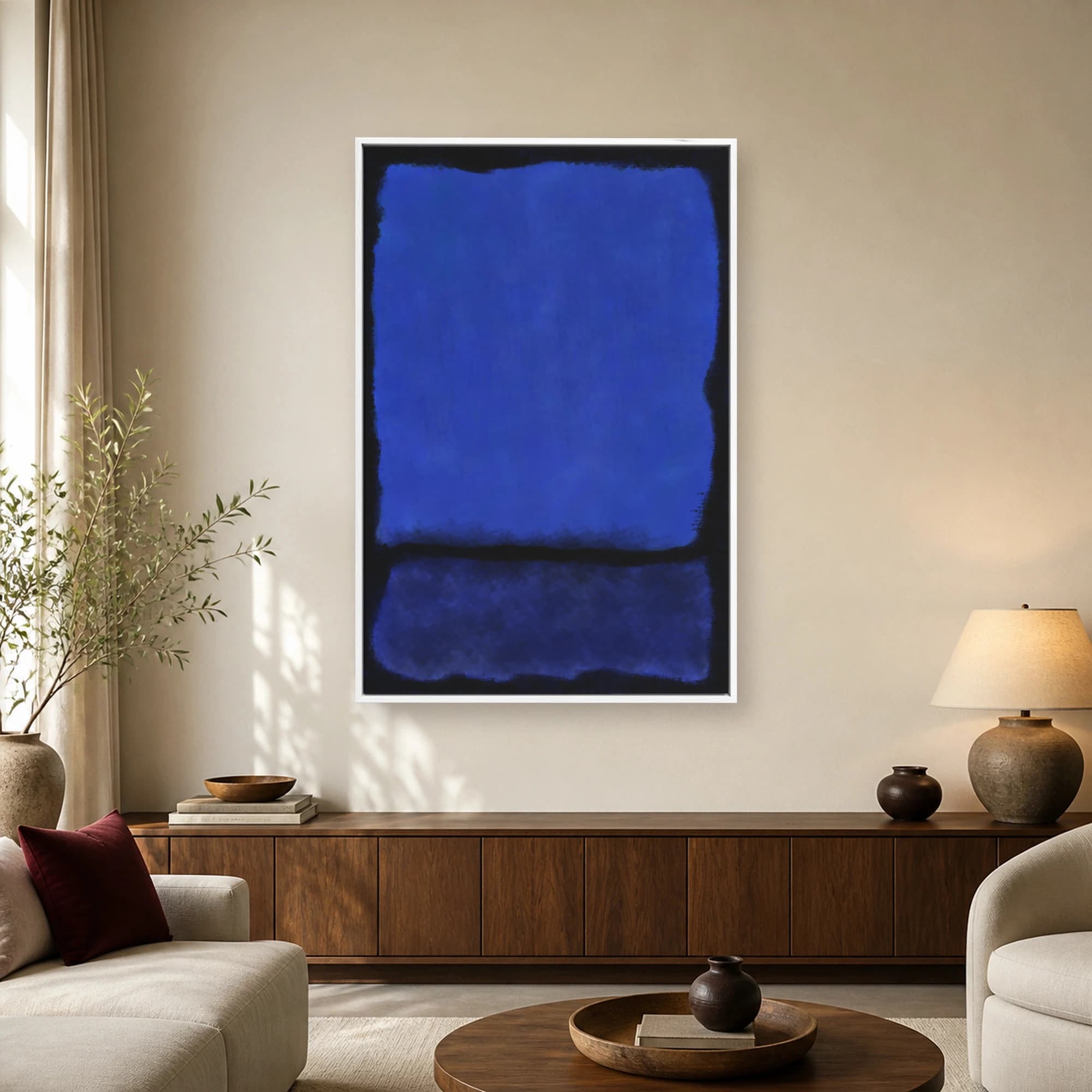 Untitled Blue and Black Abstract Color Field Art Print, view 2