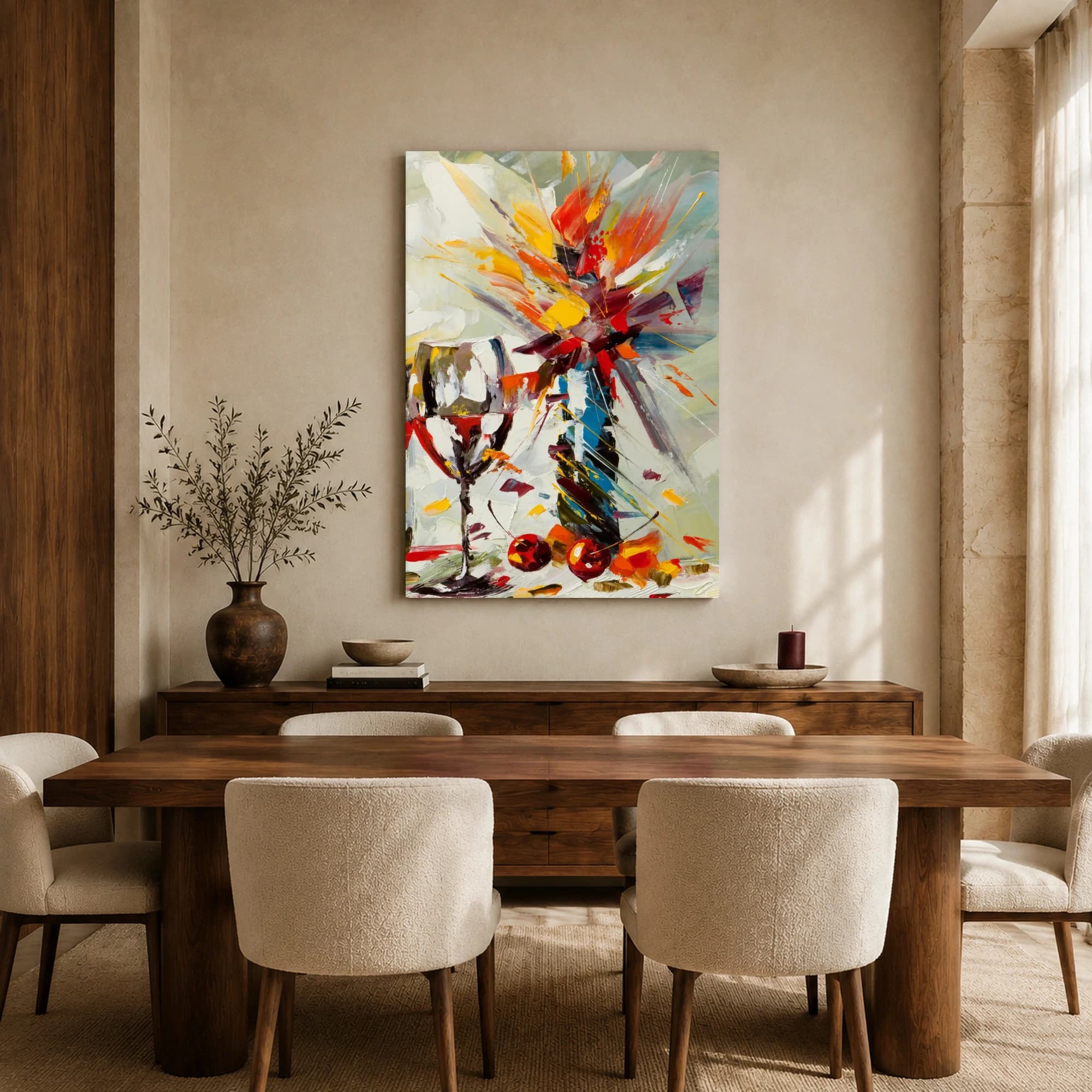 Abstract Wine Glass and Burst of Colors Canvas Print, view 7