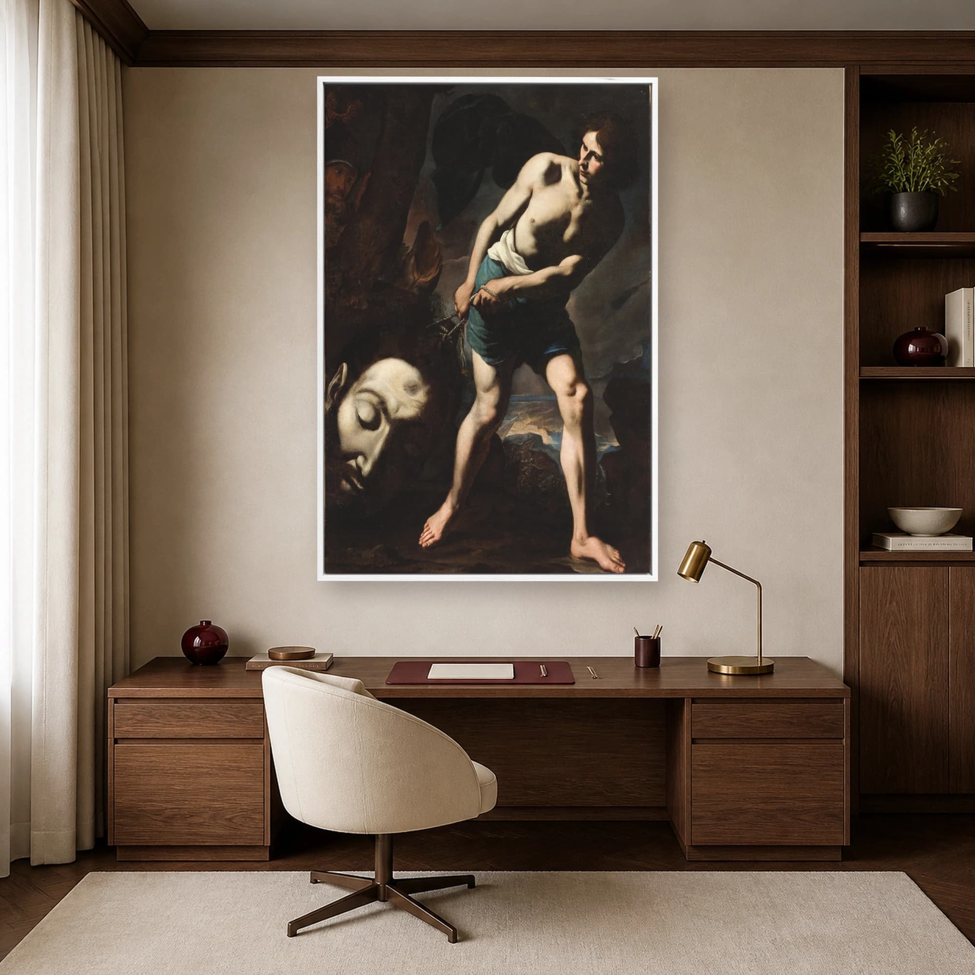 David with the Head of Goliath Baroque Fine Art Canvas Print, view 4