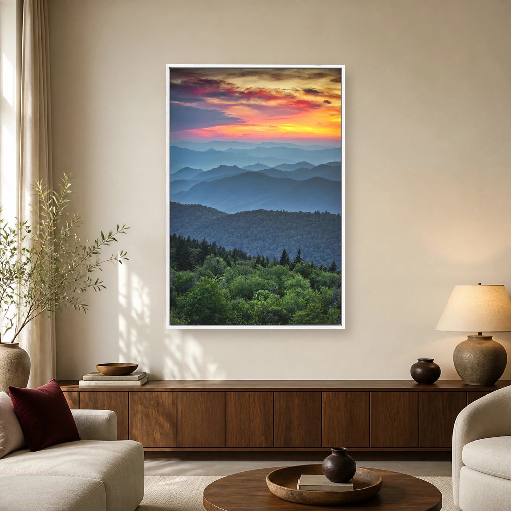 Sunset Over Blue Ridge Mountains Vertical Fine Art Print, view 2