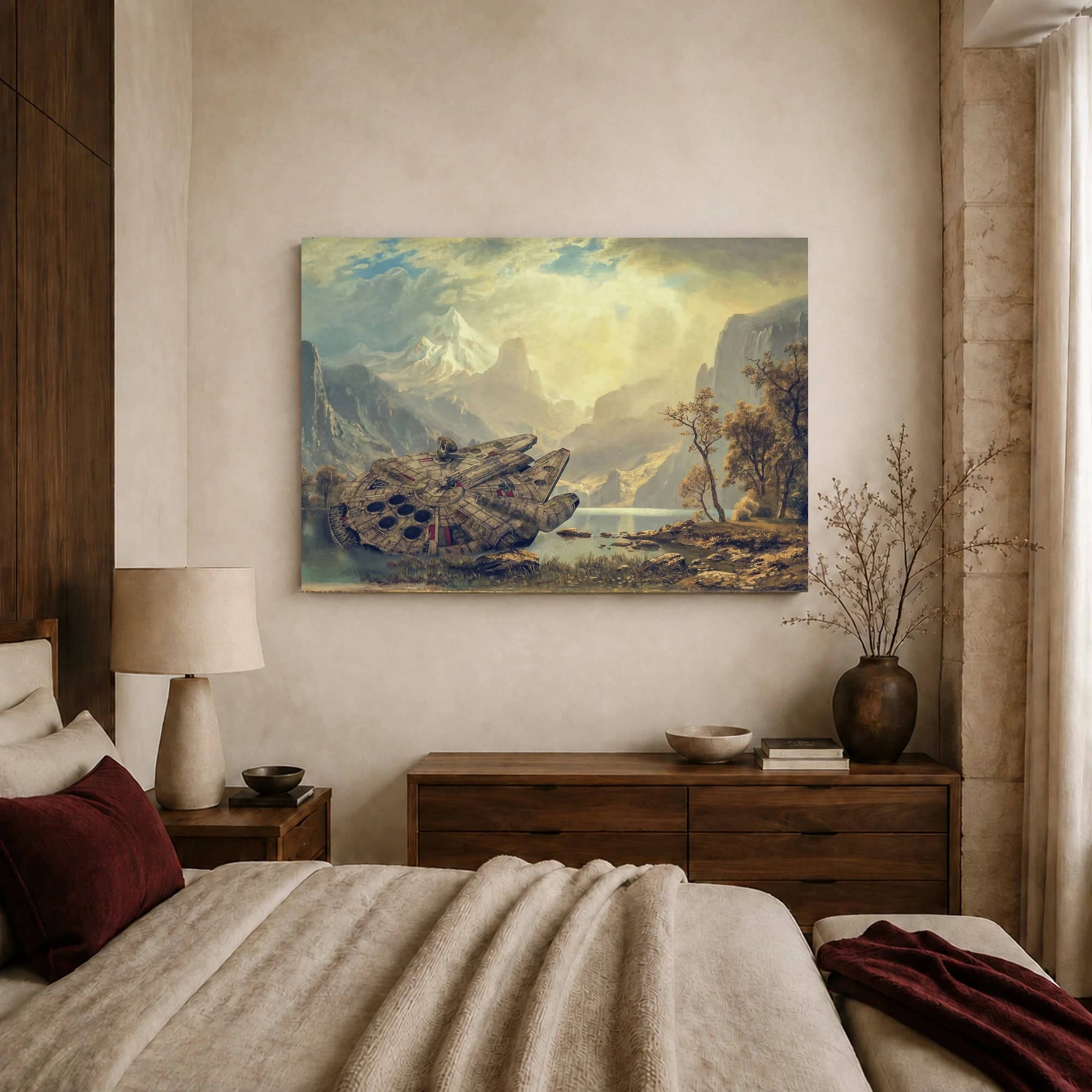 Crashed Starship in Alpine Valley Canvas Print, view 8