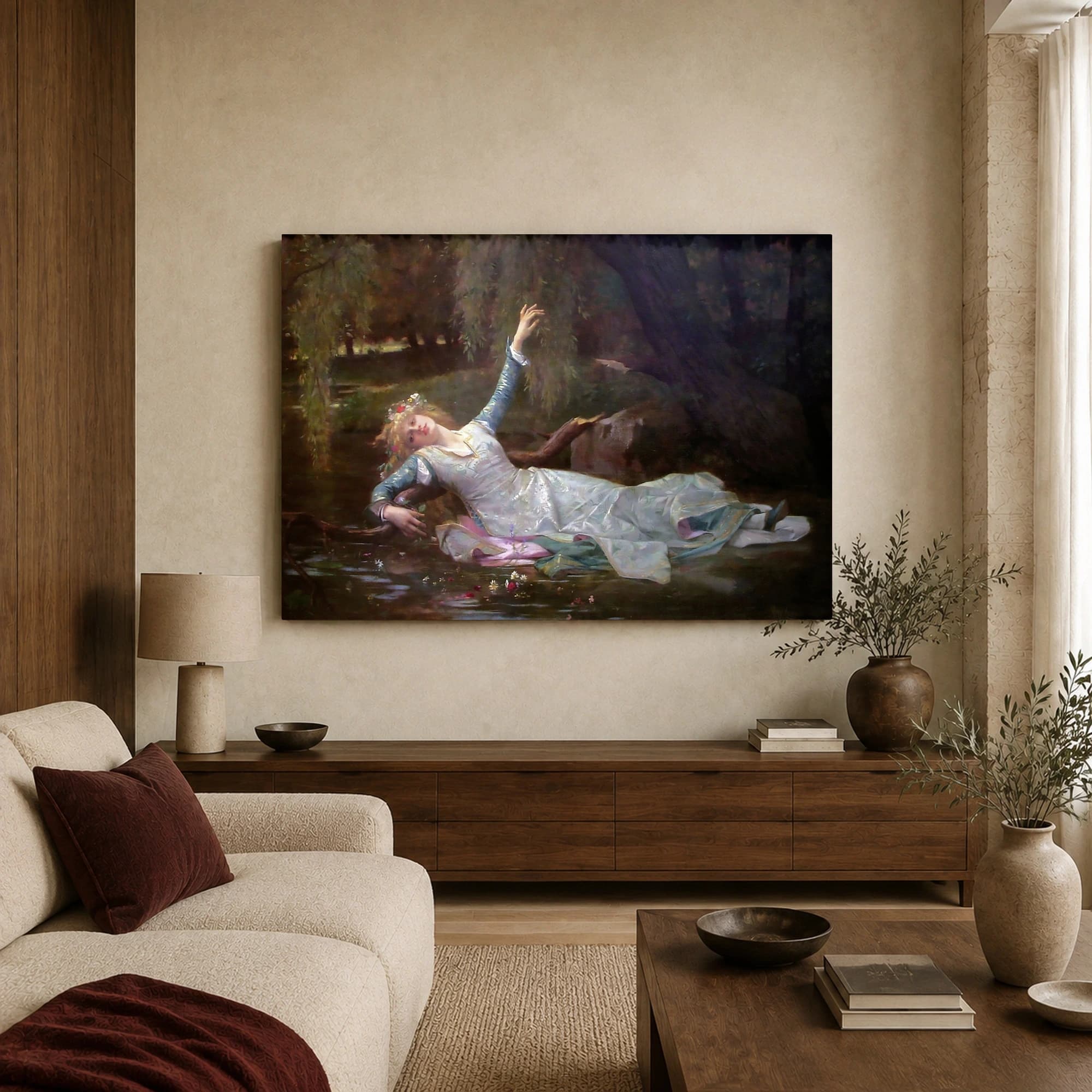 Ophelia Canvas Print by John Everett Millais Classic Literary Art, view 2