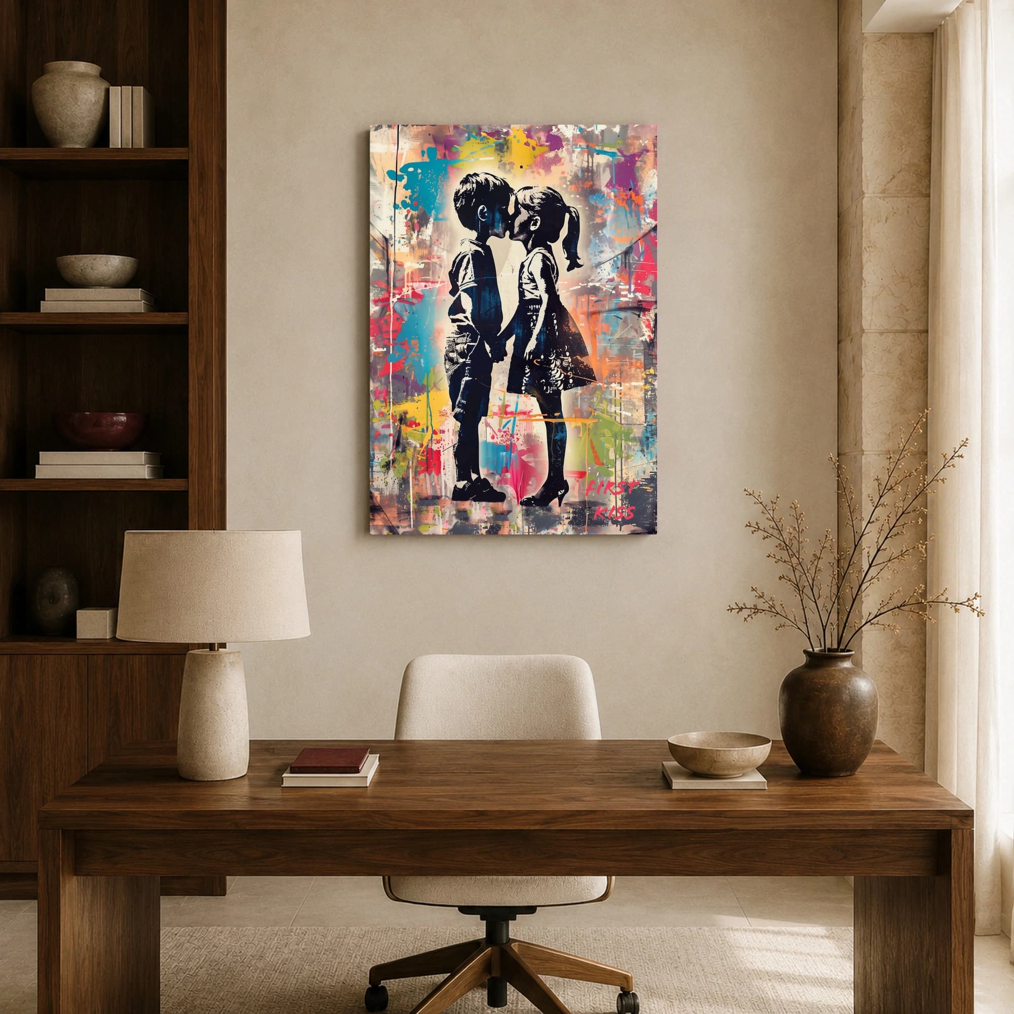 First Kiss Street Art Canvas Print, view 8
