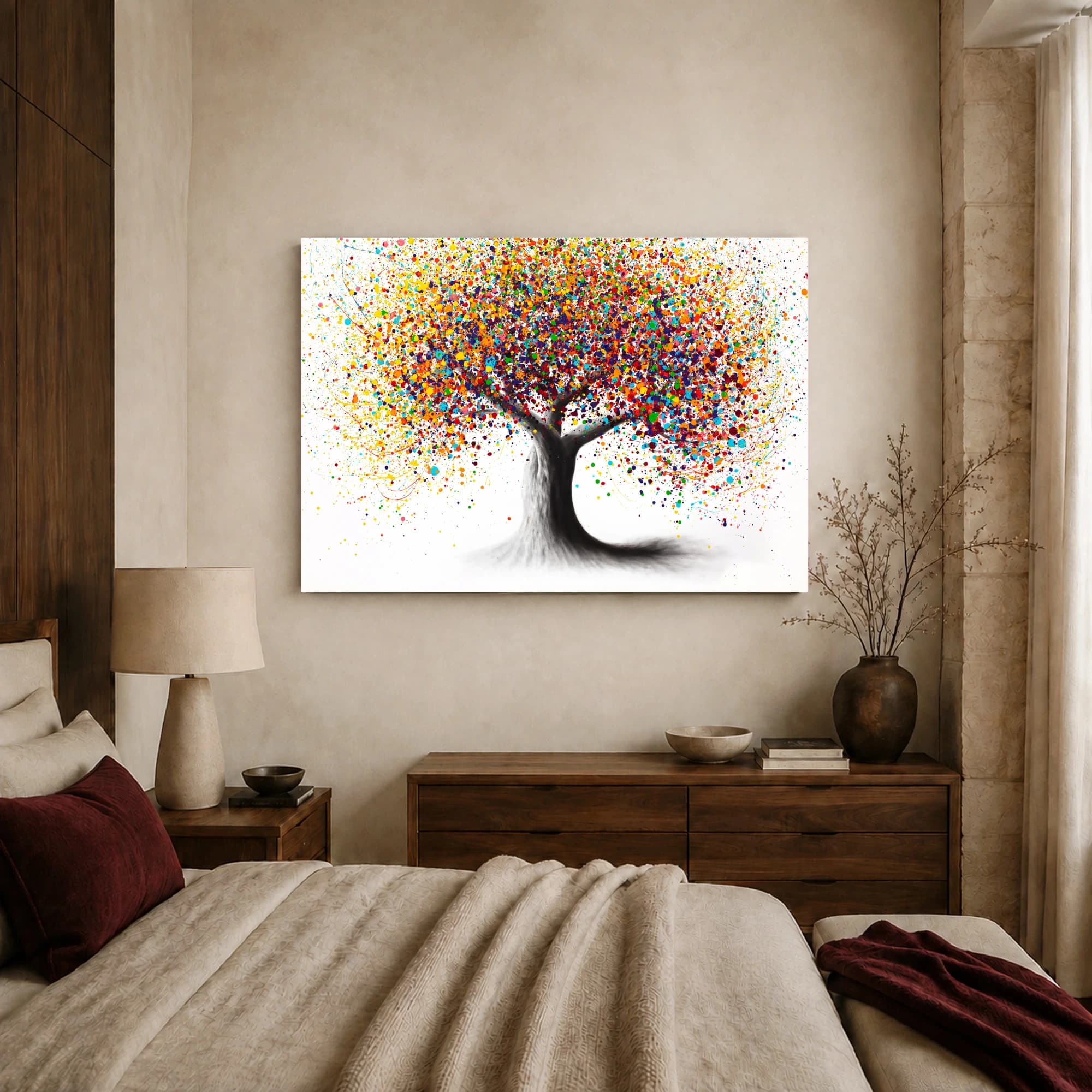 Vibrant Colorful Tree Splatter Art Print, view 4