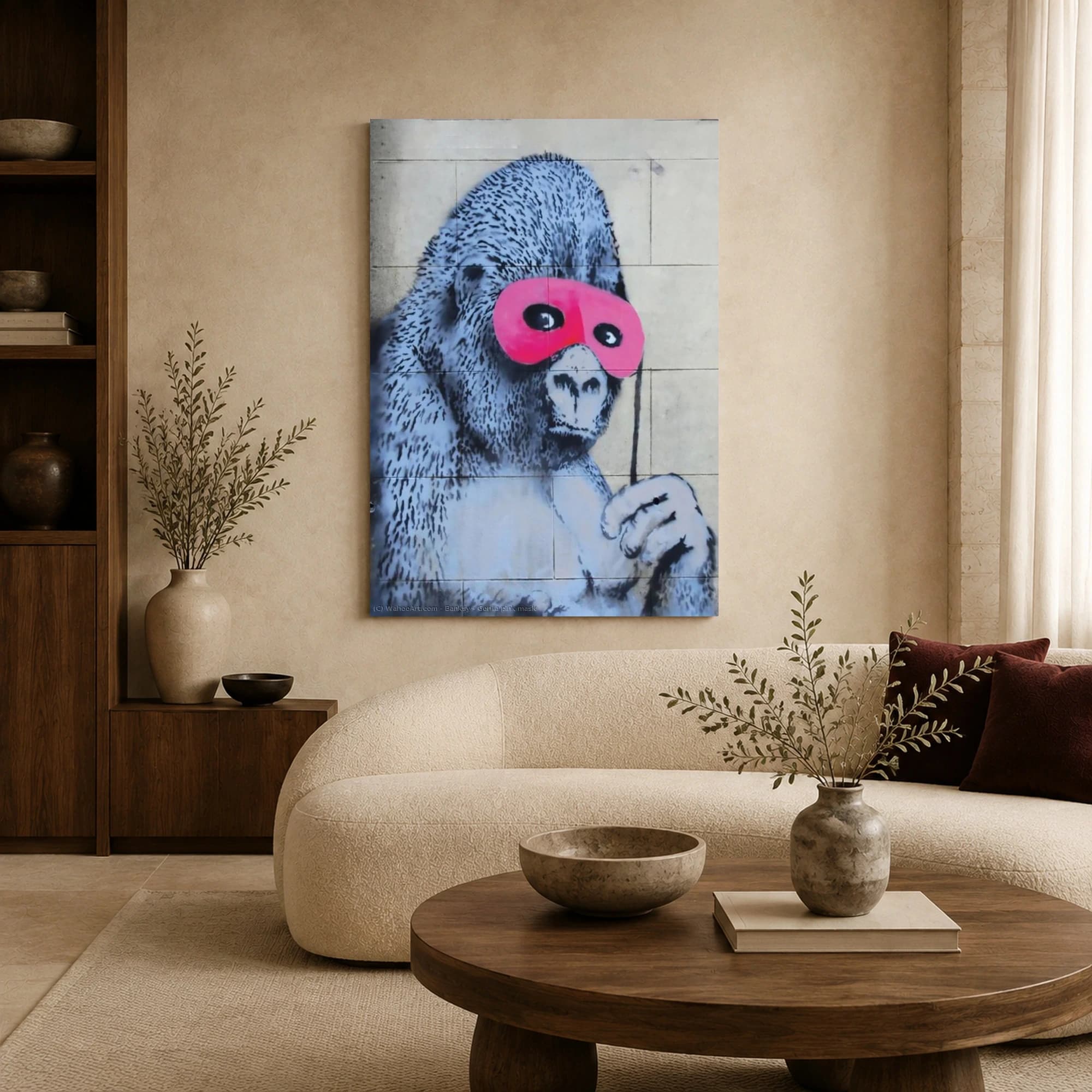 Gorilla with Pink Mask Street Art Canvas Print, view 6