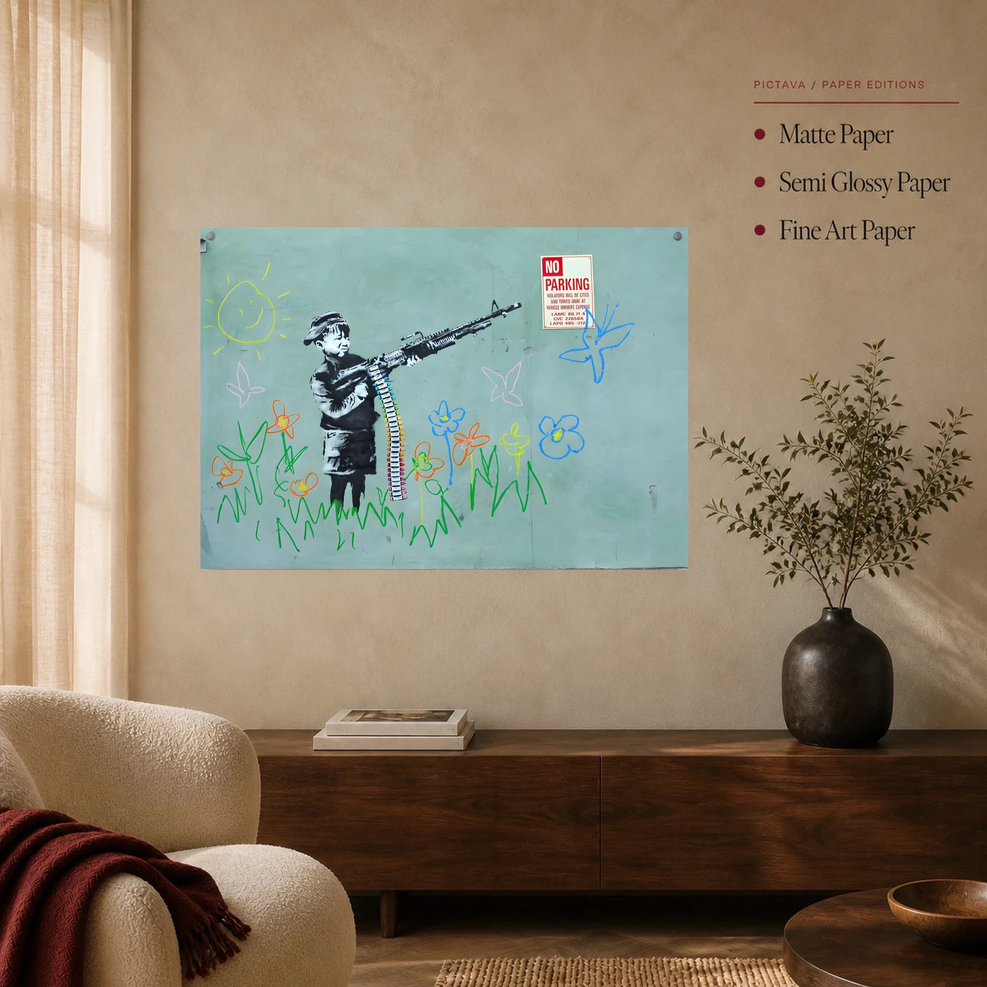 Child Soldier with Crayon Belt Street Art Canvas, view 4