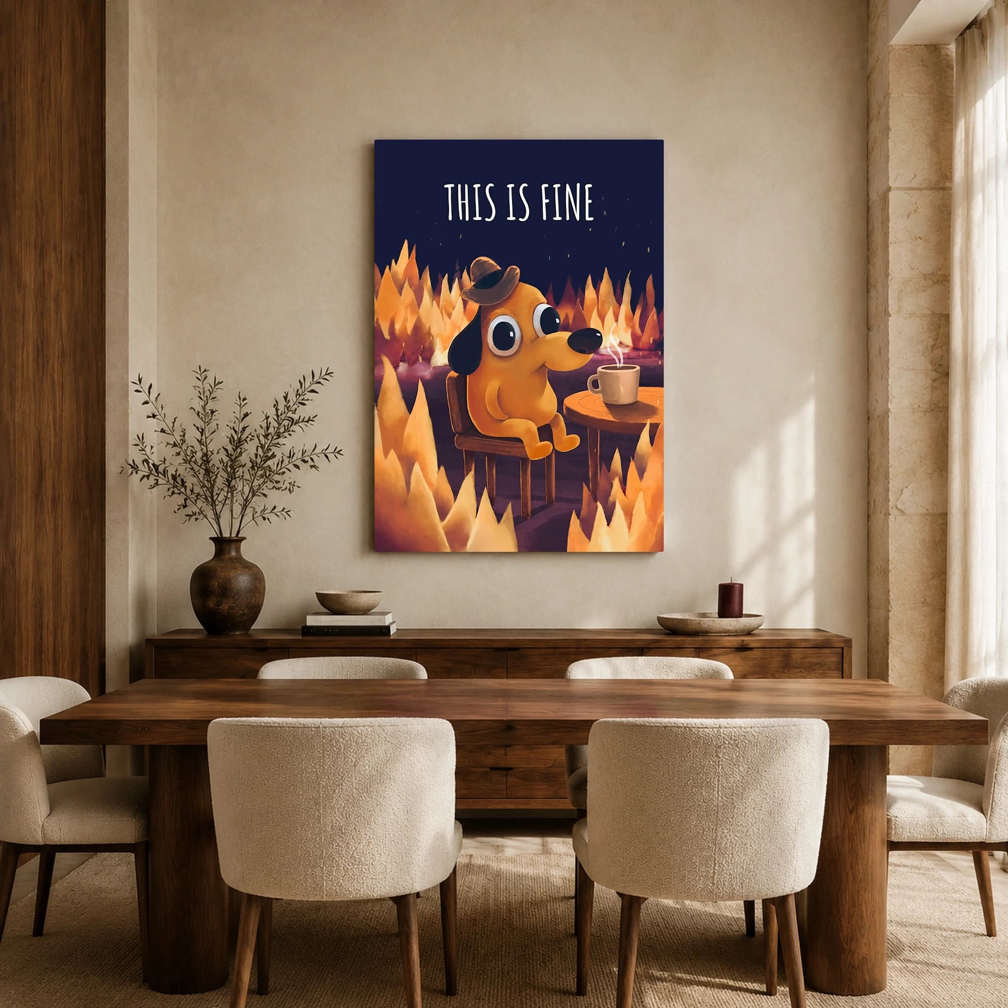 This Is Fine Dog Meme Wall Art, view 5