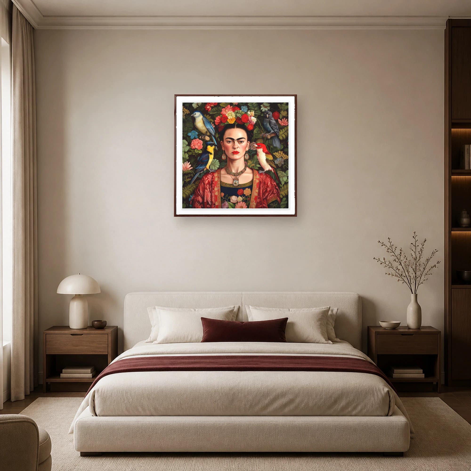 Frida Kahlo Portrait with Exotic Birds Wall Art, view 5