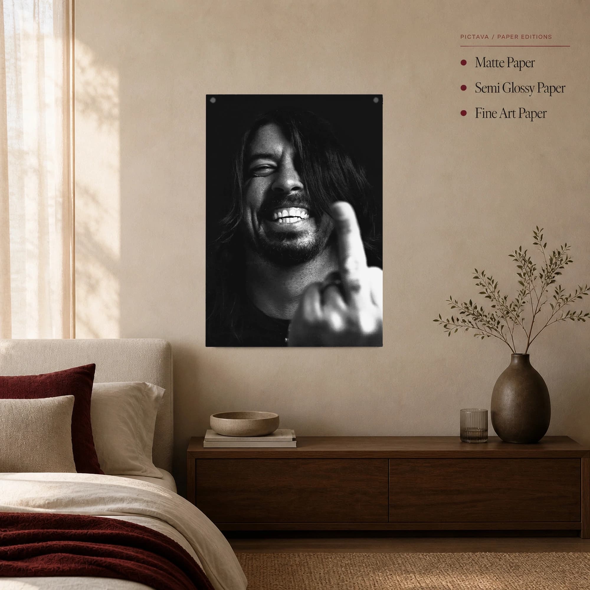 Dave Grohl Black and White Portrait Canvas Print, view 2