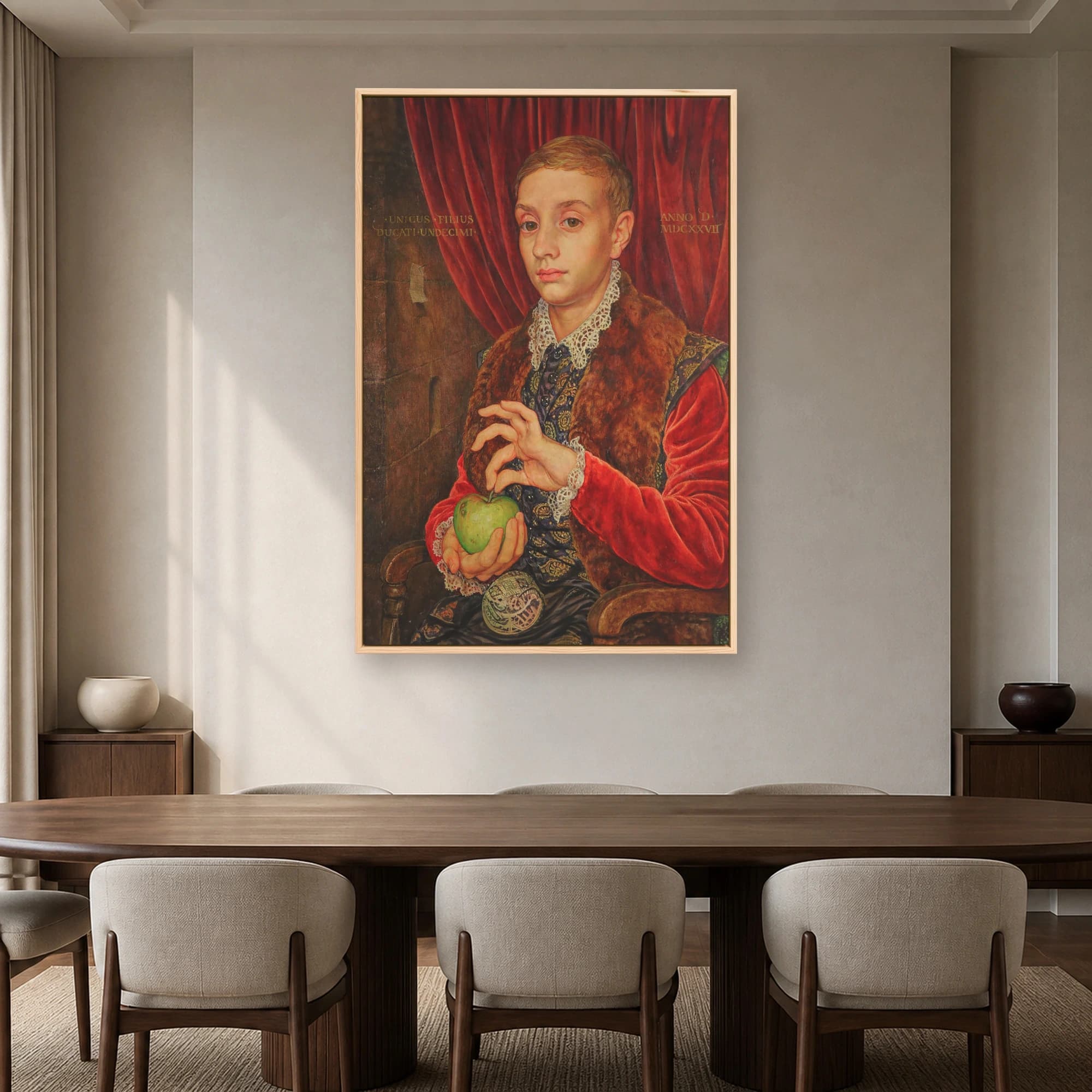 Renaissance Boy Portrait with Green Apple Canvas Print, view 5