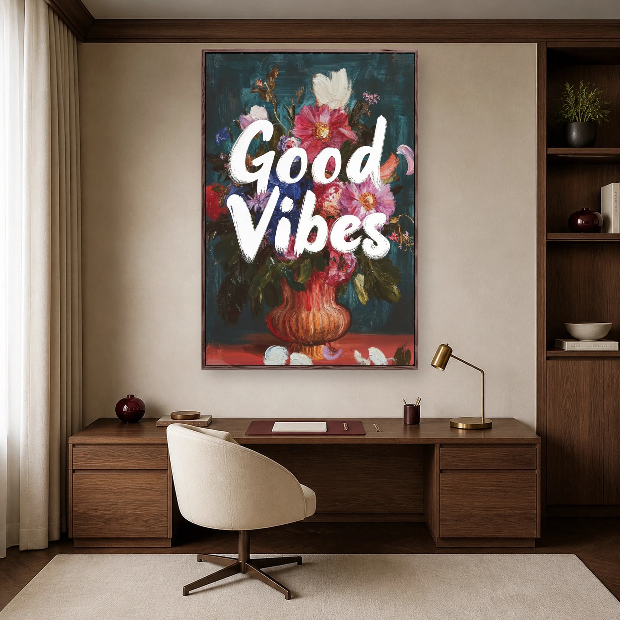 Good Vibes Floral Impasto Painting Wall Art, view 6