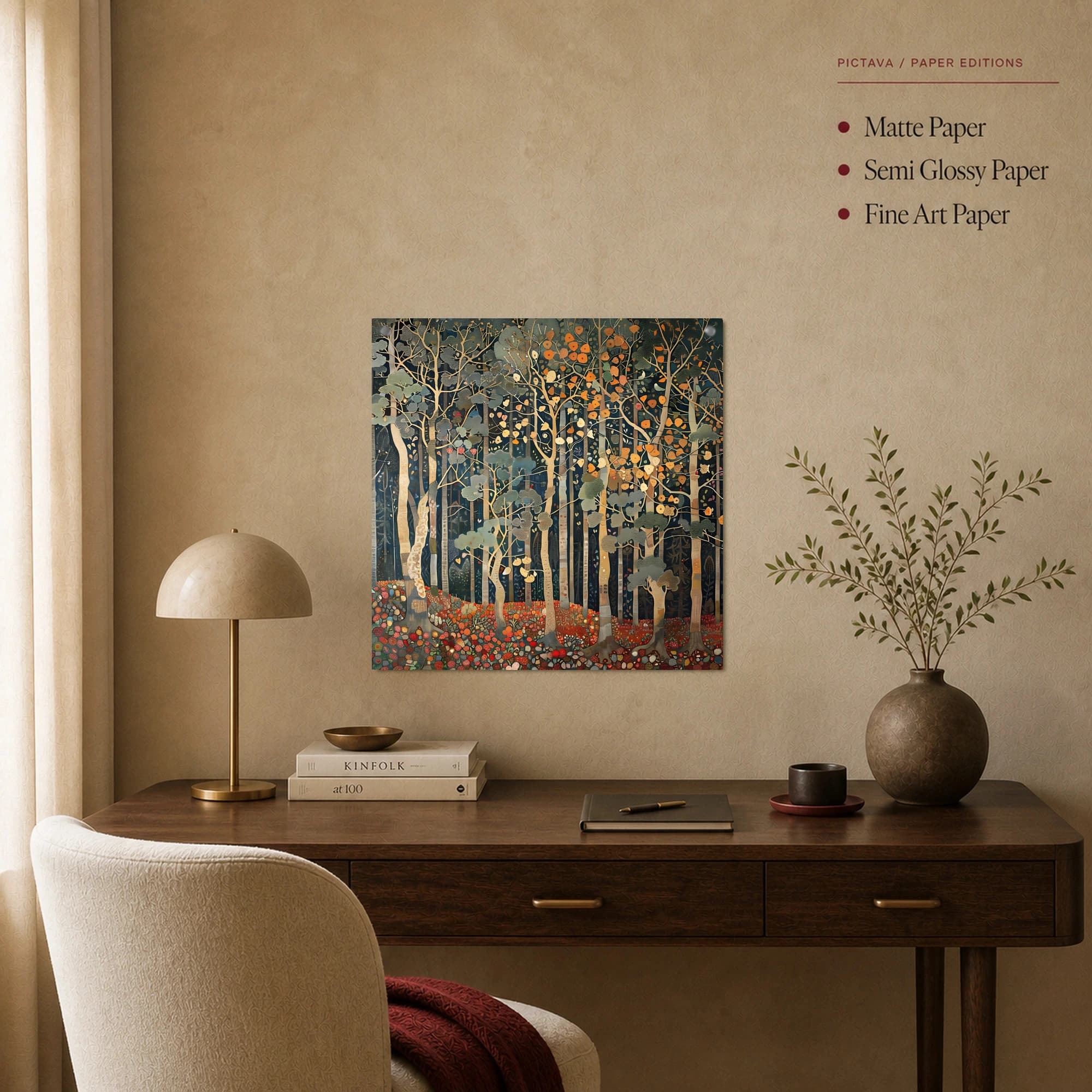 Golden Forest Tapestry Symbolist Wall Art, view 3