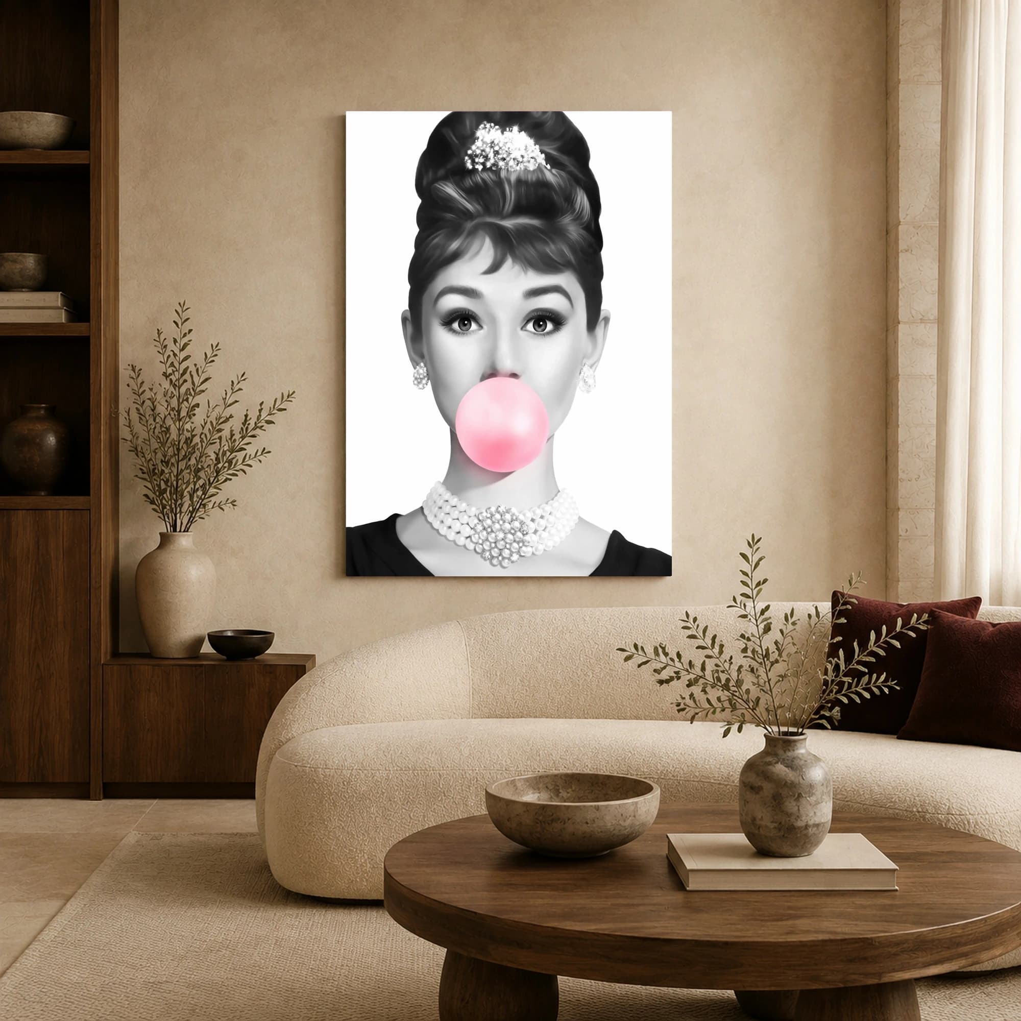 Audrey Hepburn Bubblegum Wall Art Print - Pop Art Canvas, view 6