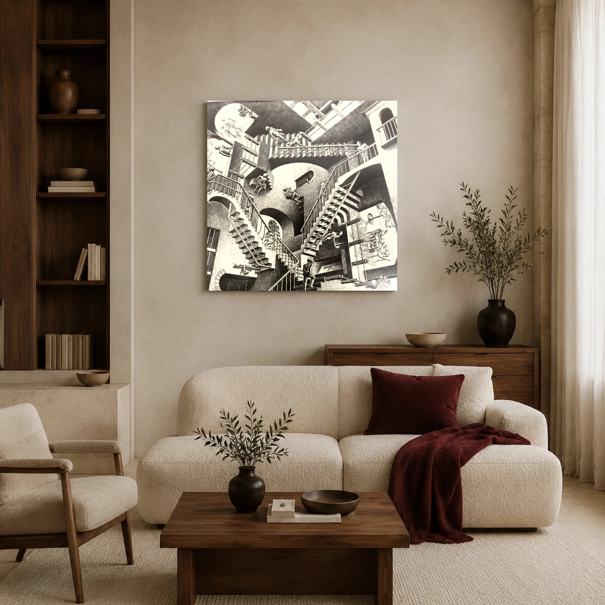 M.C. Escher Relativity Optical Illusion Surreal Wall Art, view 3