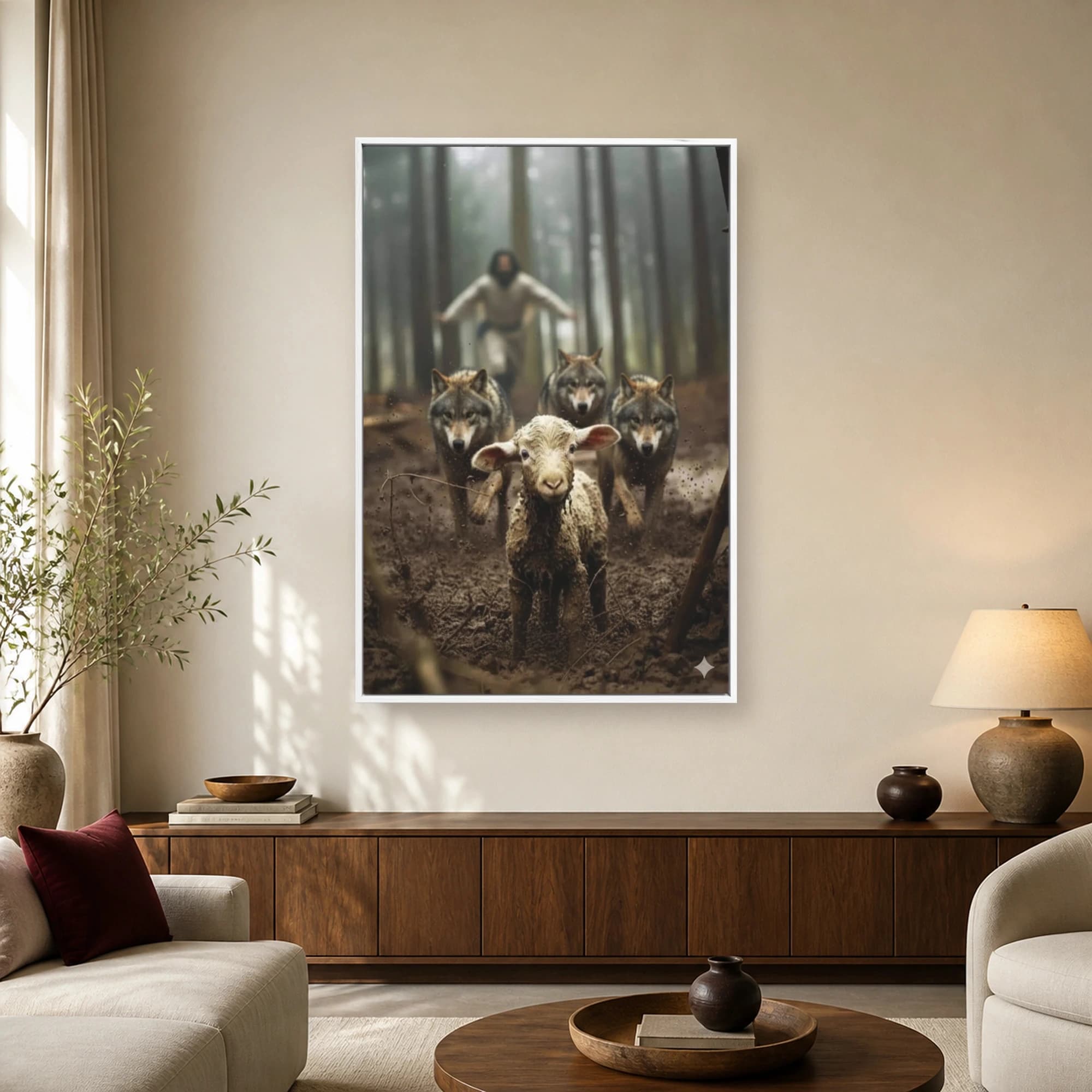 The Shepherd Rescuing the Muddy Lamb Canvas Print, view 2