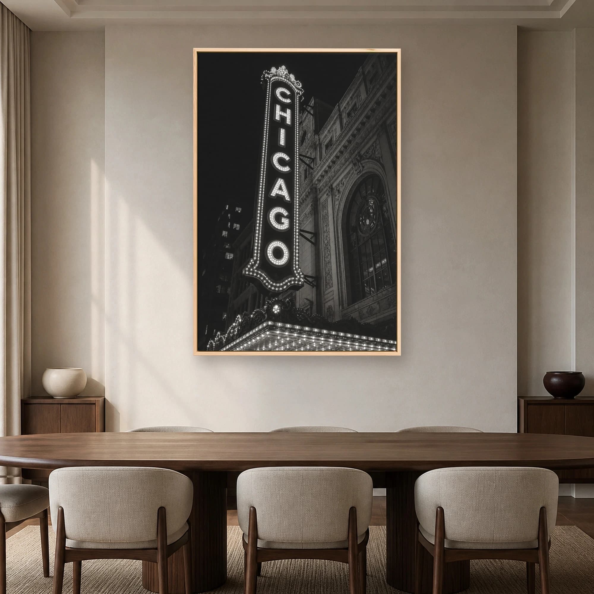 Chicago Theatre Marquee Black and White Wall Art, view 5