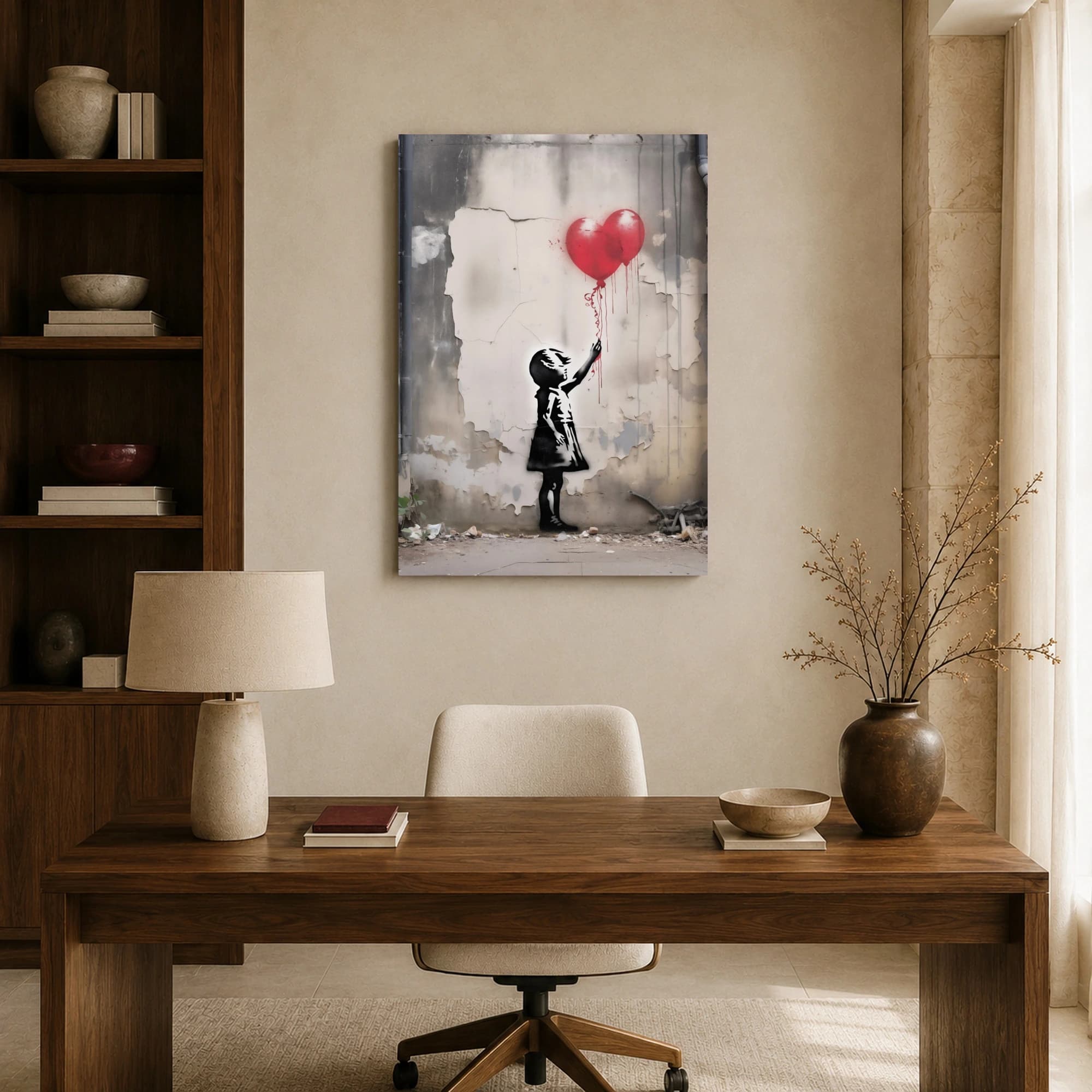 Girl with Red Balloon Urban Street Art Canvas Print, view 8