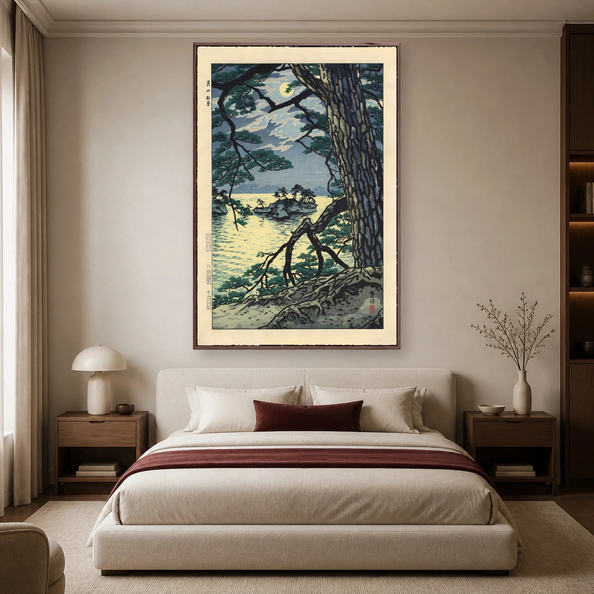 Moon over Matsushima Japanese Woodblock Print Wall Art, view 4
