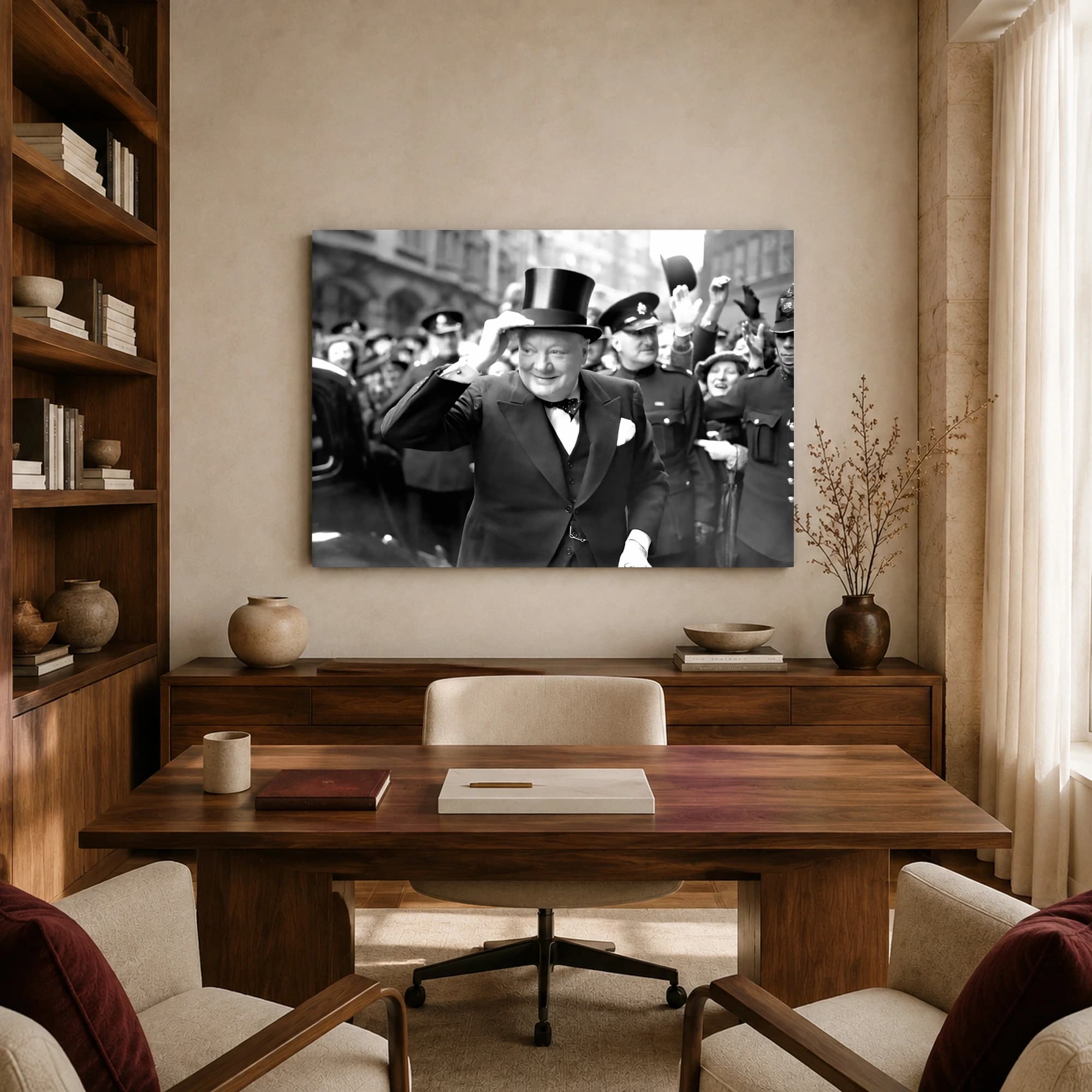 Winston Churchill Tipping Top Hat Historic Black and White Print, view 8