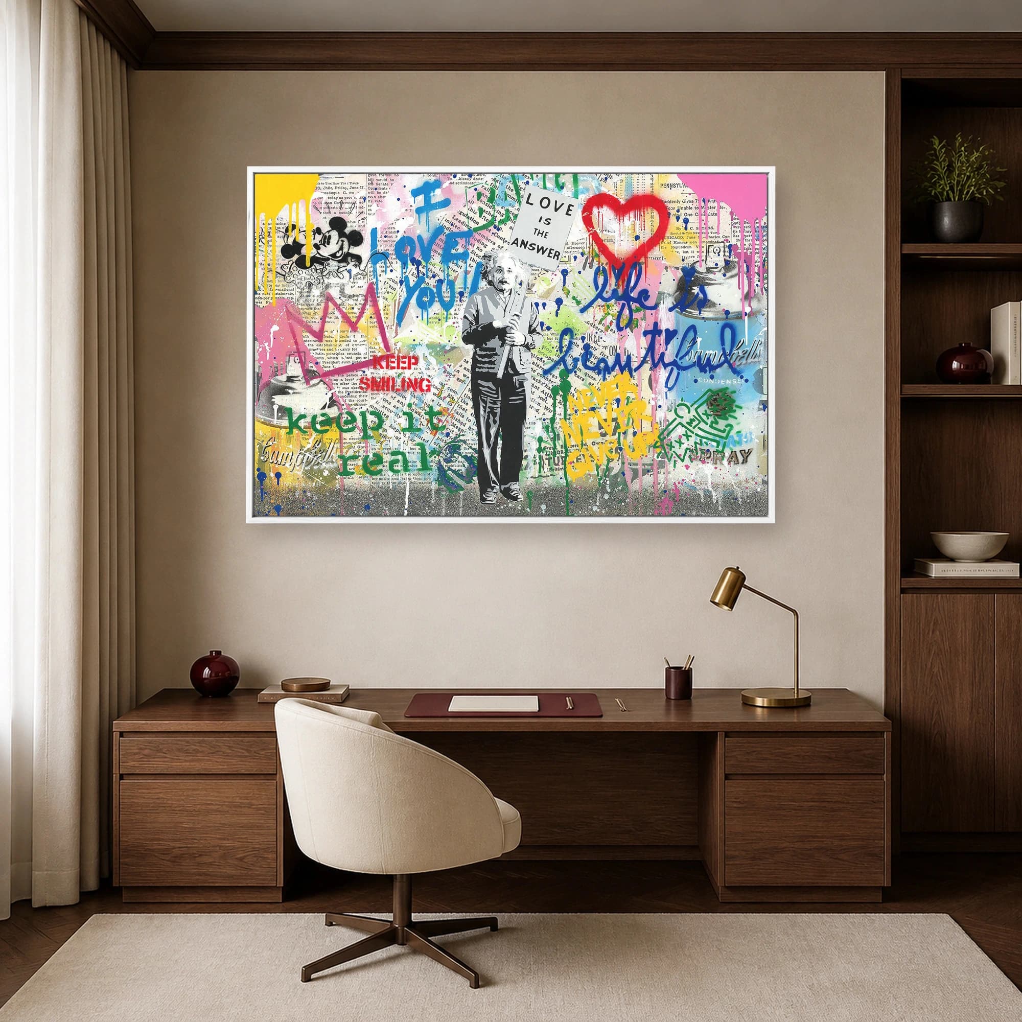 Einstein Love is the Answer Graffiti Canvas Print, view 6