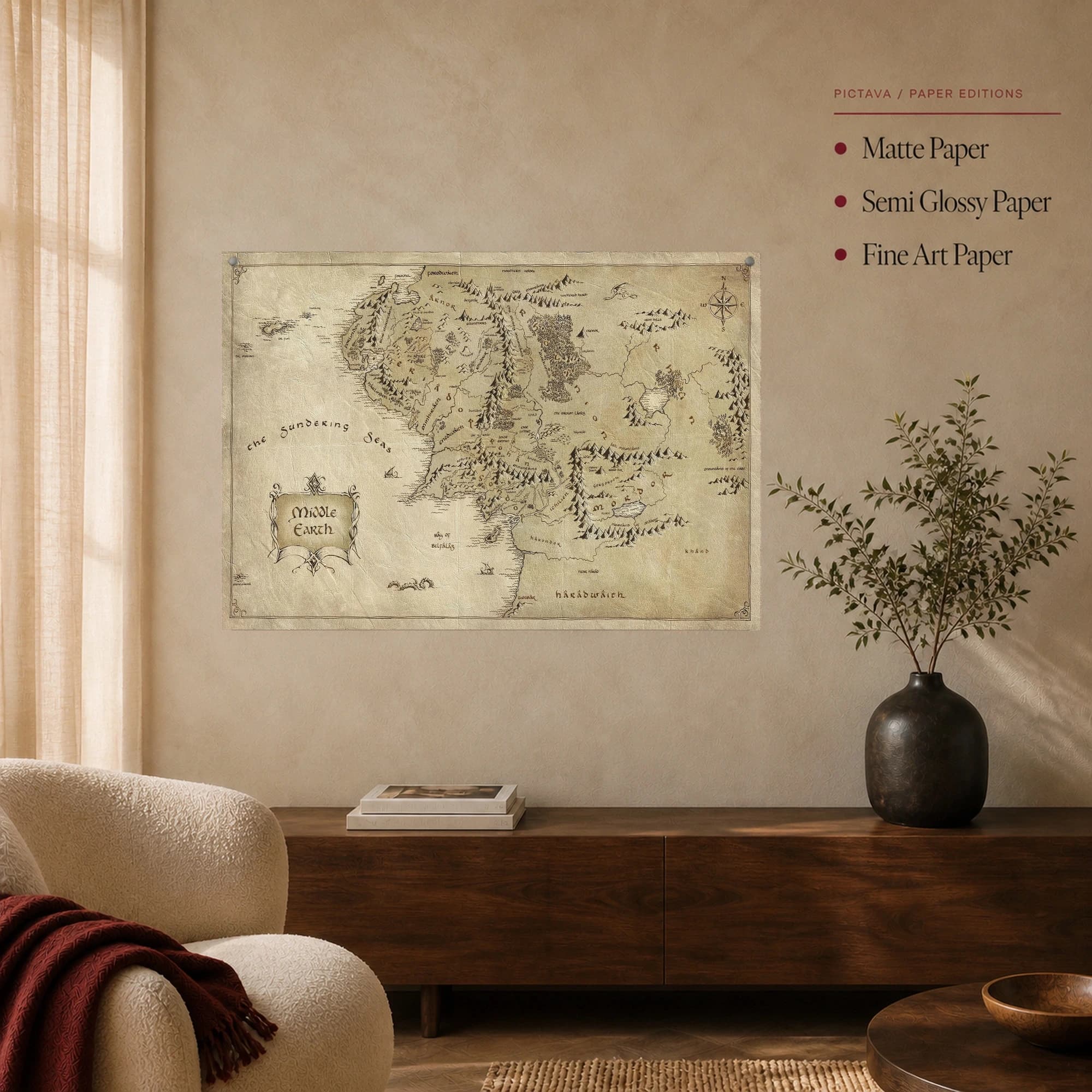 Middle Earth Map Fantasy Art Print, view 5