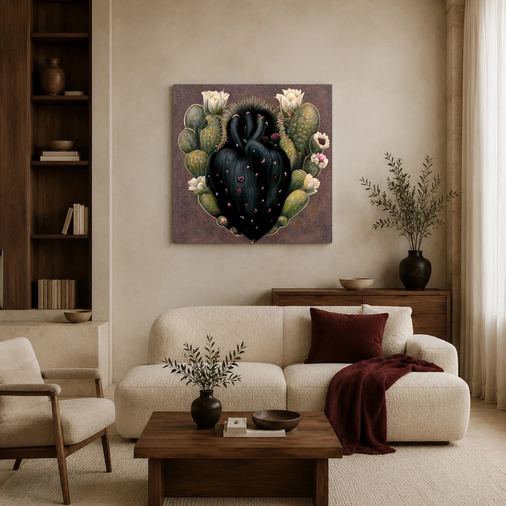 Surreal Botanical Heart Wall Art Canvas Print, view 3