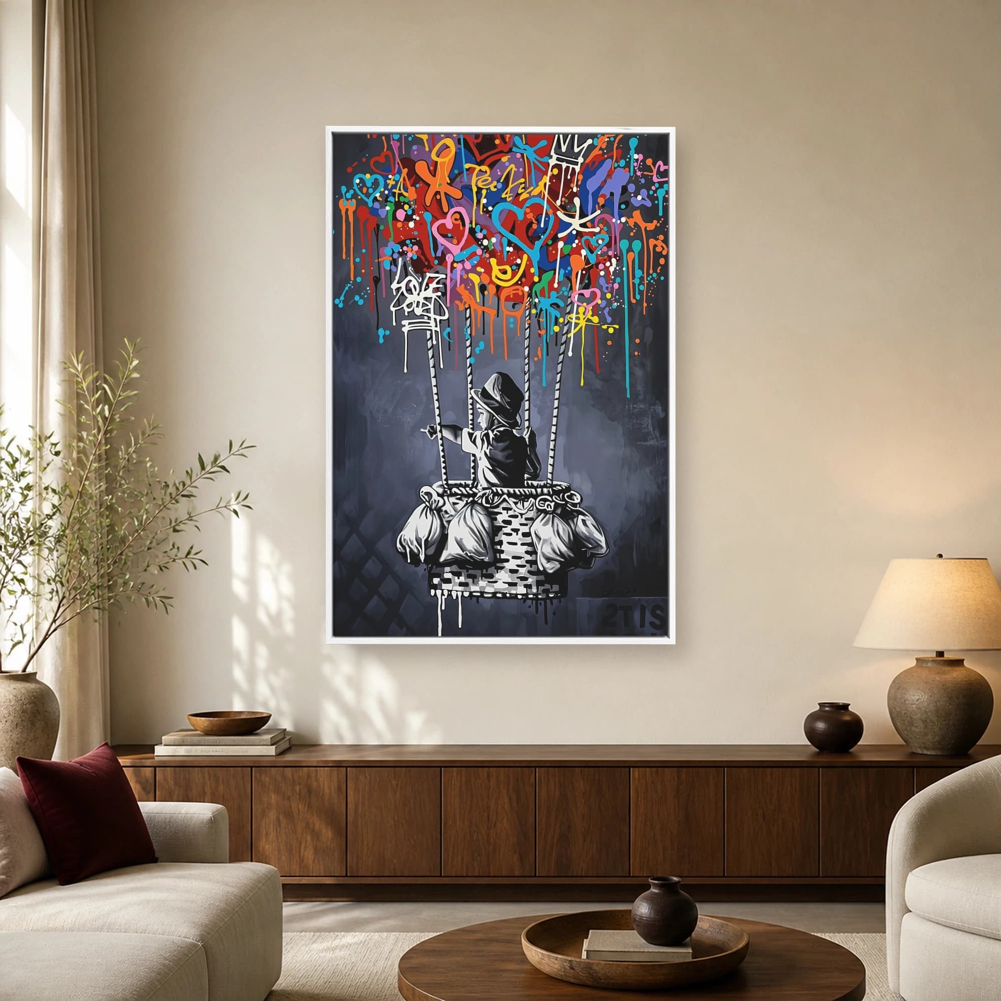 Colorful Balloon Graffiti Street Art Canvas Print, view 2