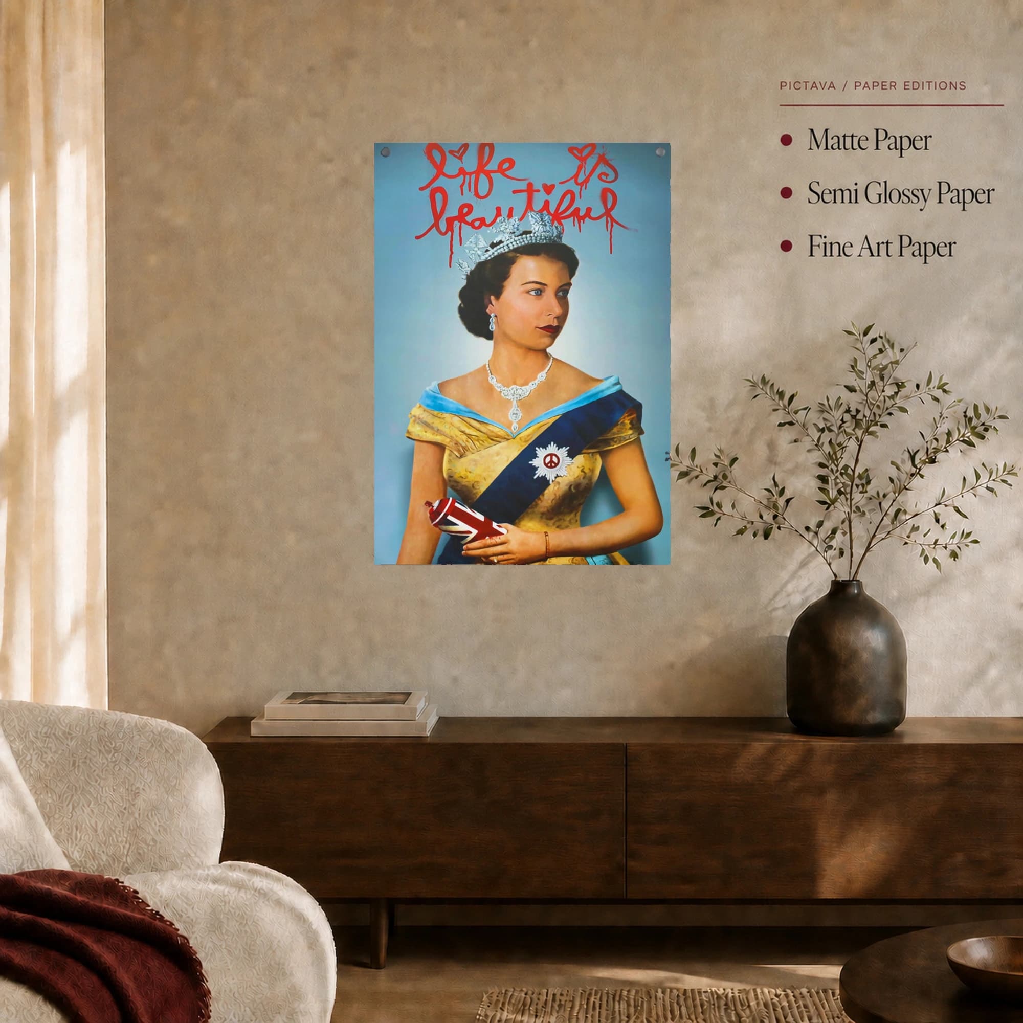 Life Is Beautiful Queen Street Art Canvas Print, view 5