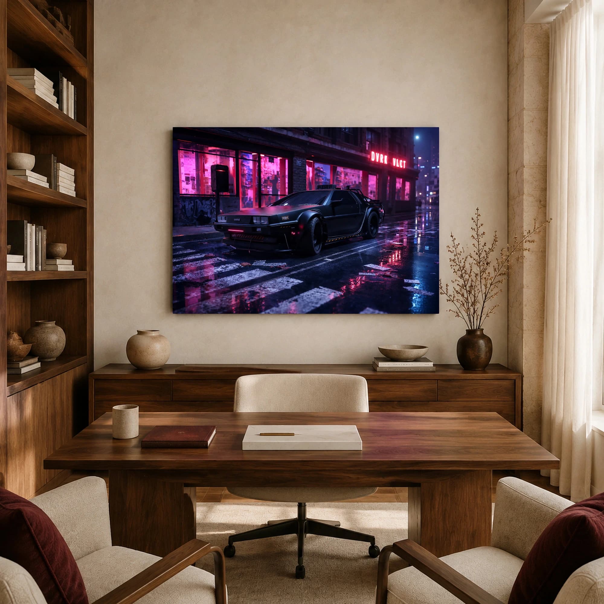 Cyberpunk Neon Car Night City Canvas Print, view 8