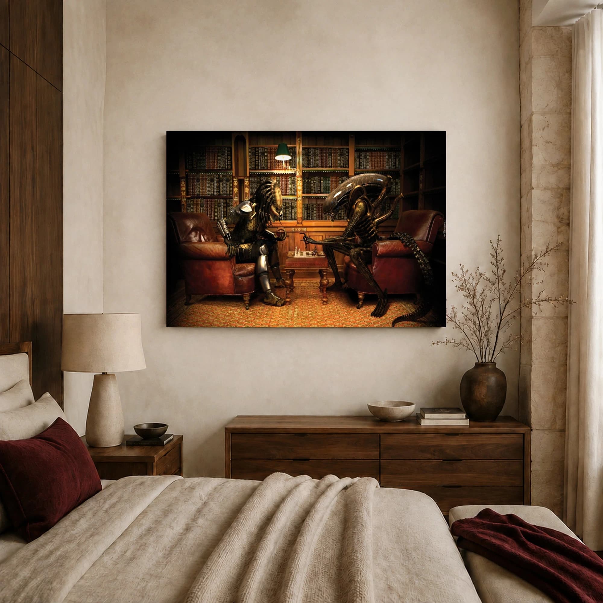 Alien vs Predator Chess Match Canvas Print, view 7