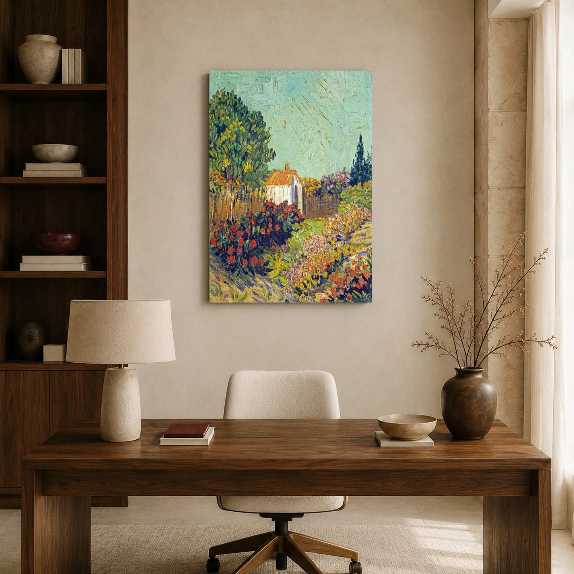The Cottage Among Flowers Post-Impressionist Landscape Canvas Art, view 8
