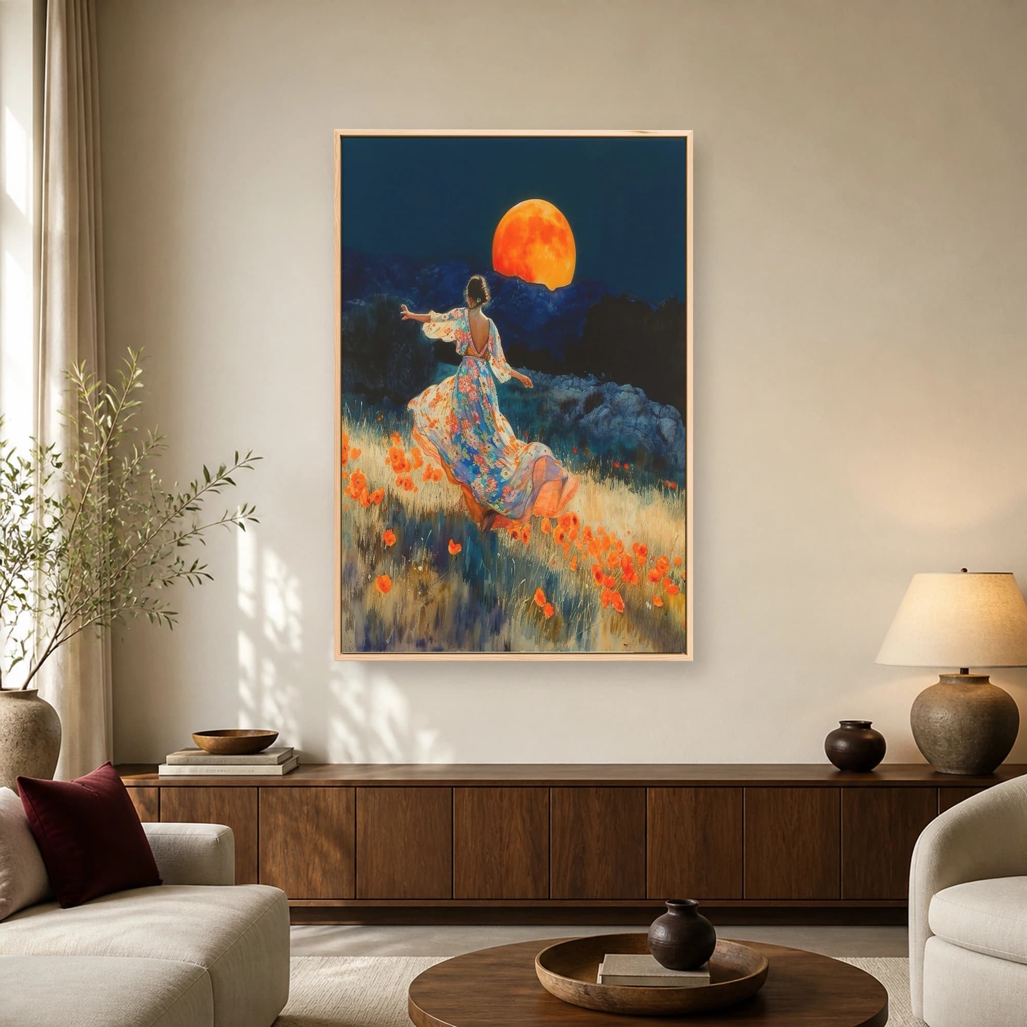 Moonlit Poppies Surreal Art Print, view 2