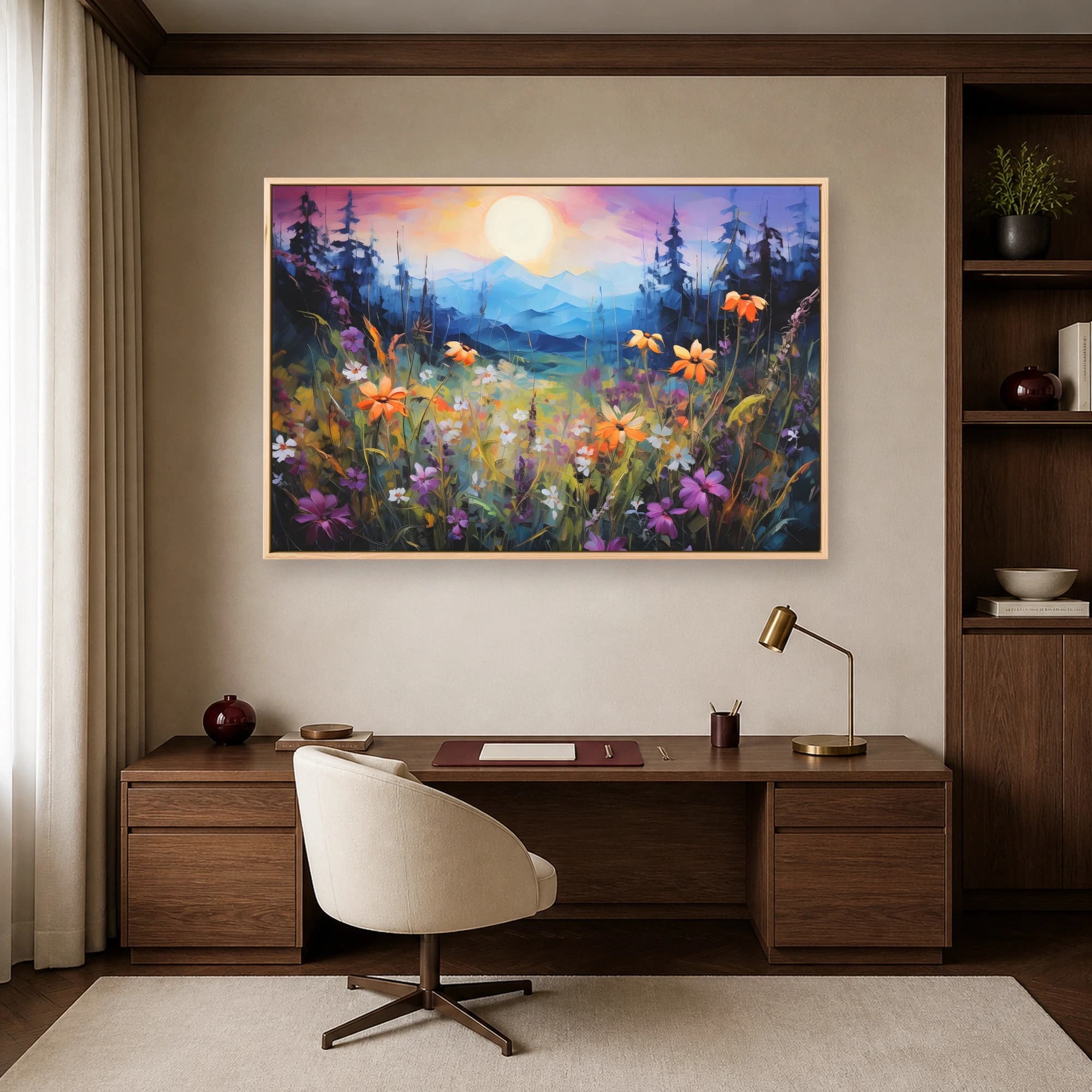 Alpine Meadow Sunrise Landscape Wall Art, view 6