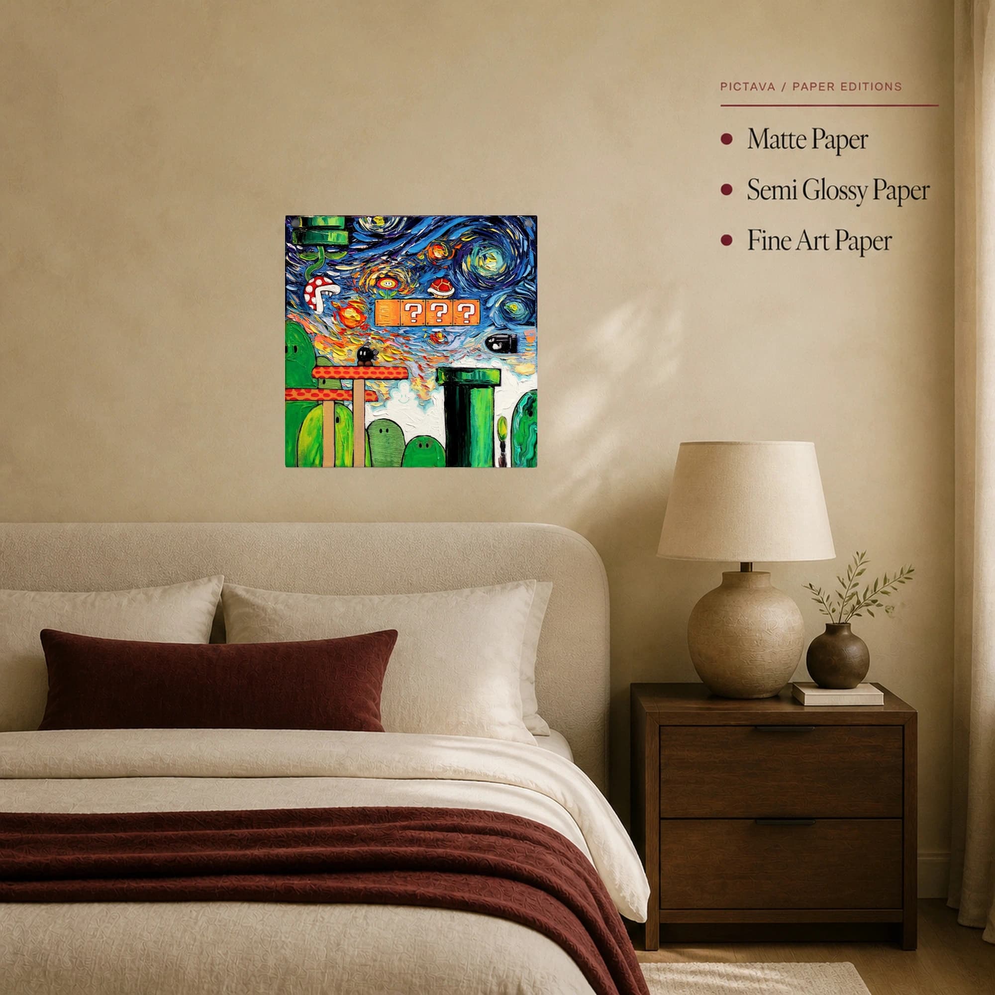 Starry Night Mushroom Kingdom Gaming Canvas Print, view 6
