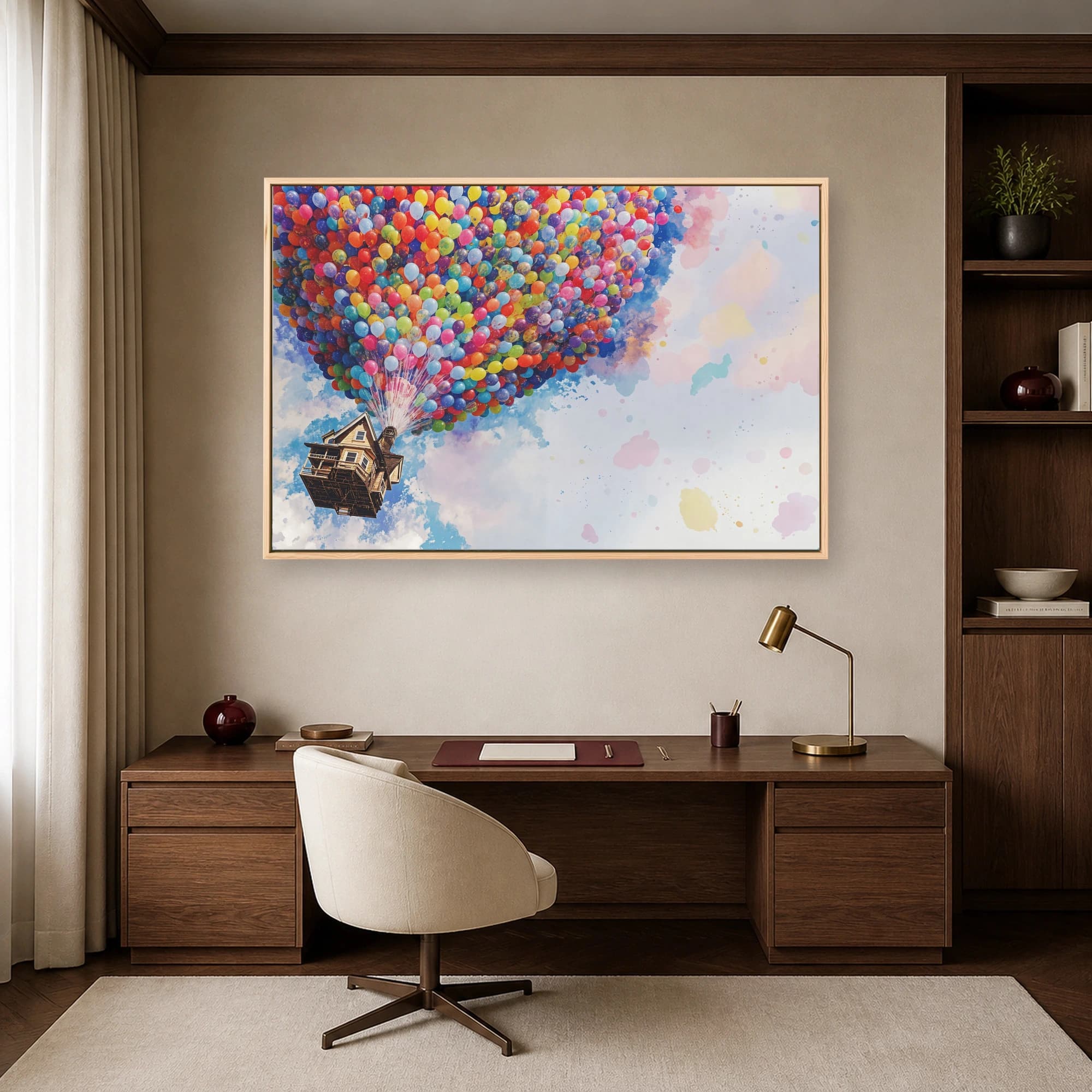 Floating House With Colorful Balloons Canvas Art Print, view 6