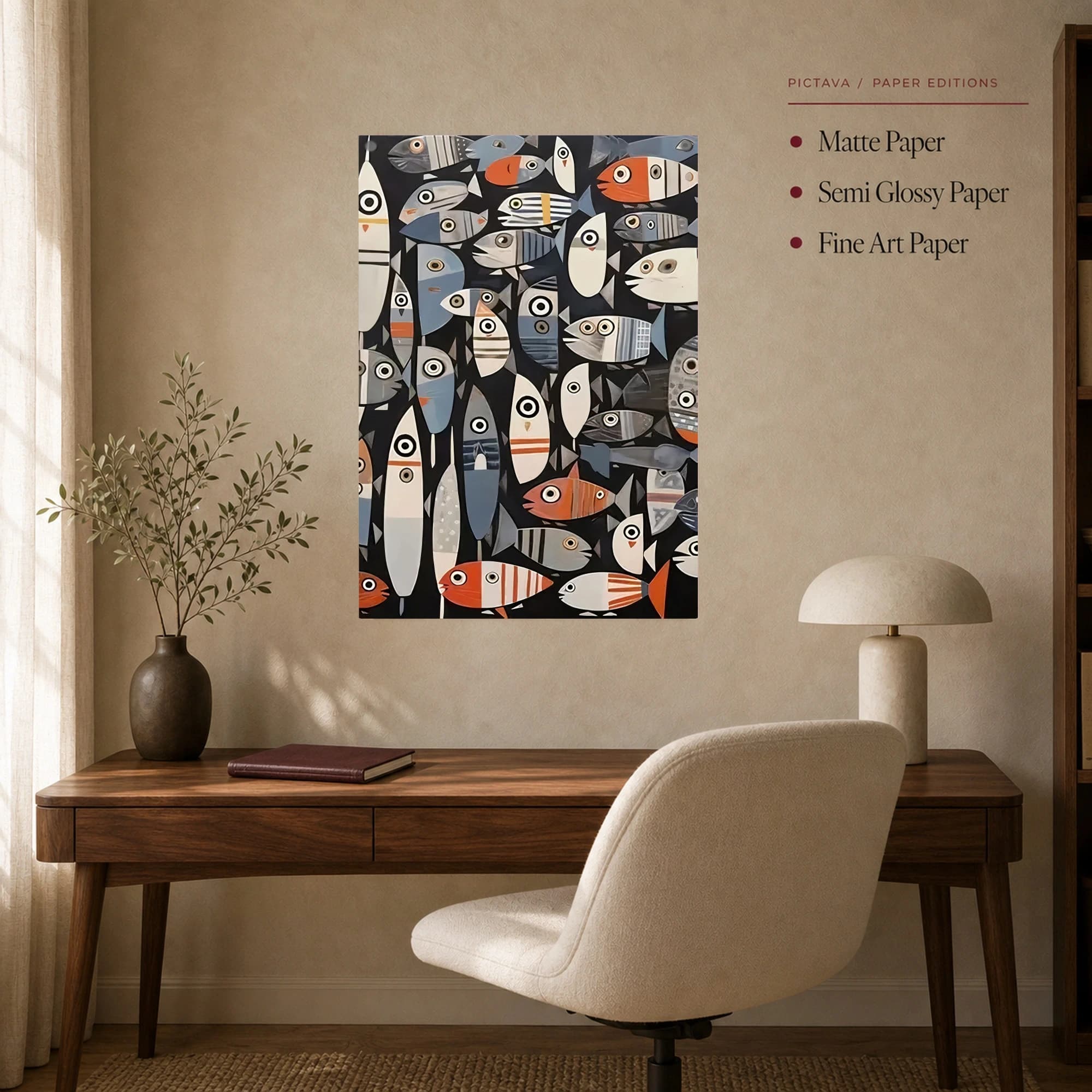 School of Stylized Fish Modern Abstract Wall Art, view 7