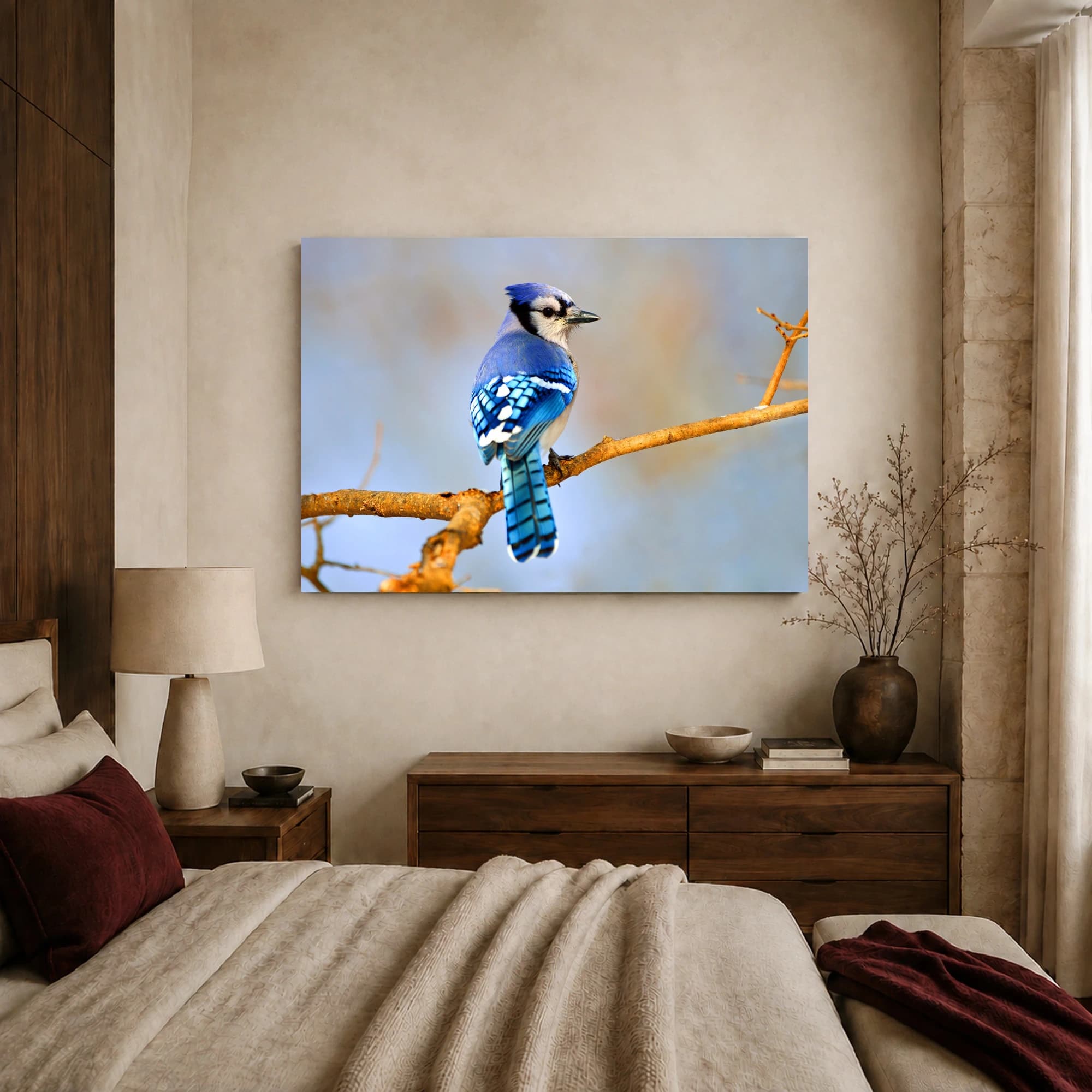 Blue Jay on Branch Wildlife Photography Print, view 7