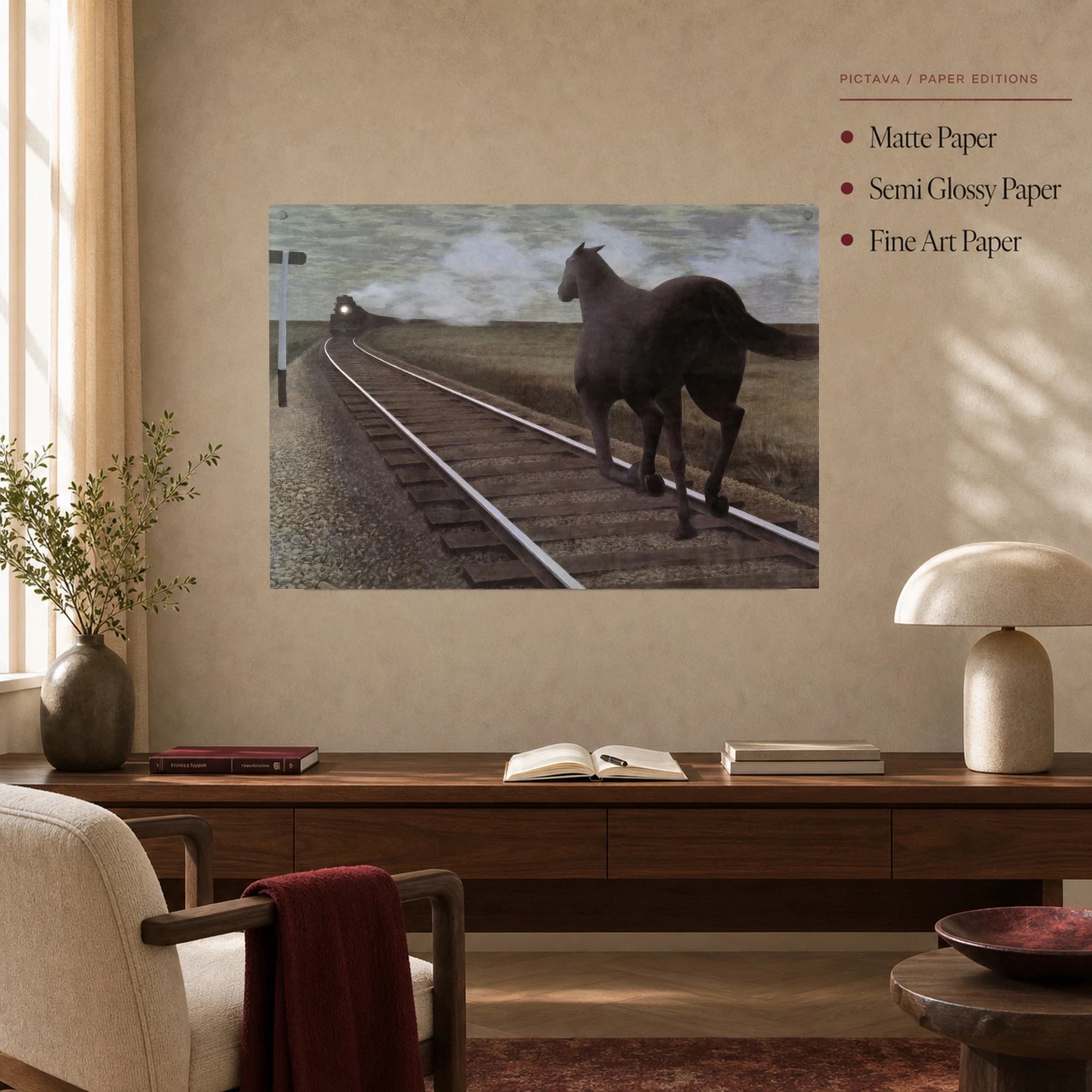 Surrealist Horse and Train Fine Art Canvas Print, view 5
