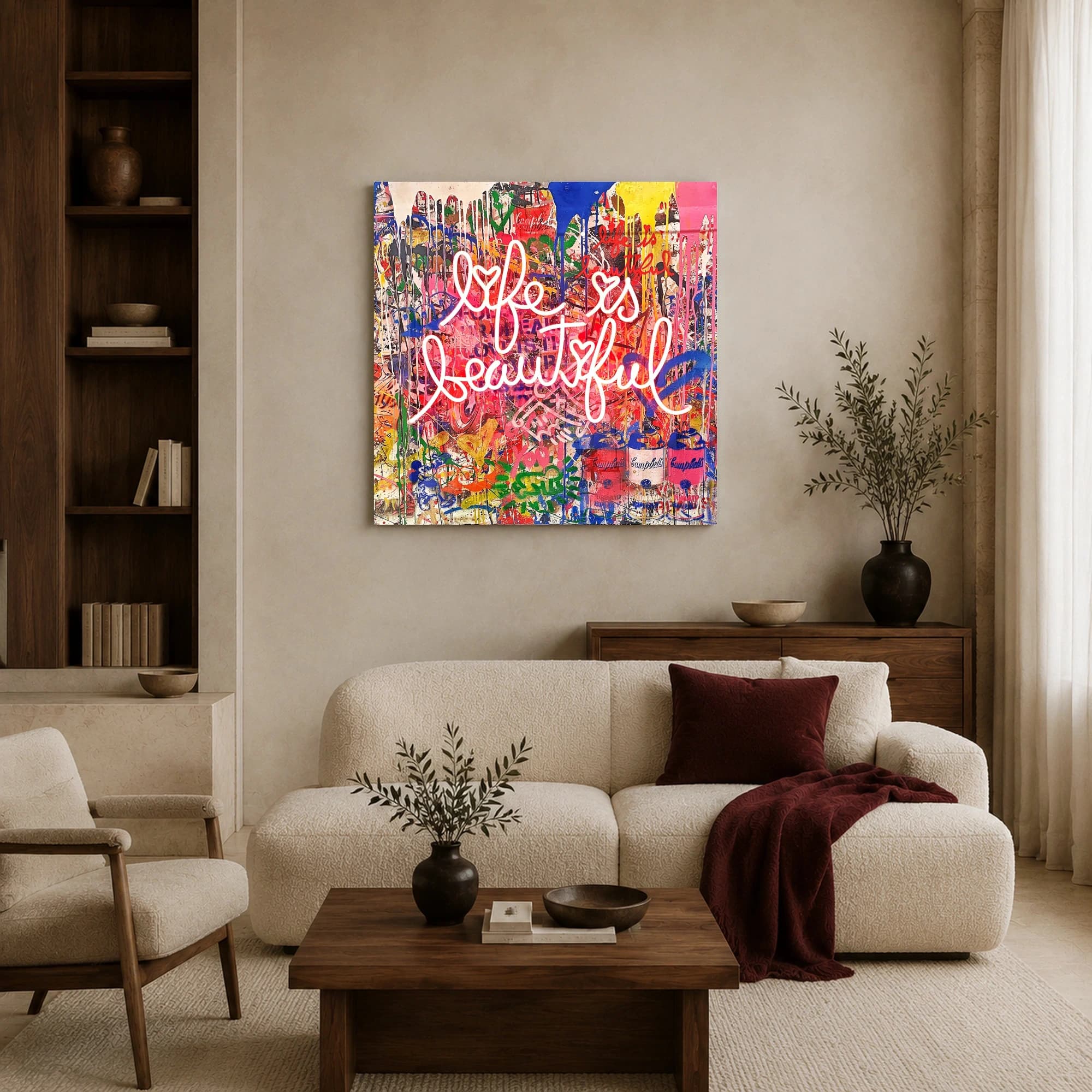 Life is Beautiful Graffiti Pop Art Canvas, view 4