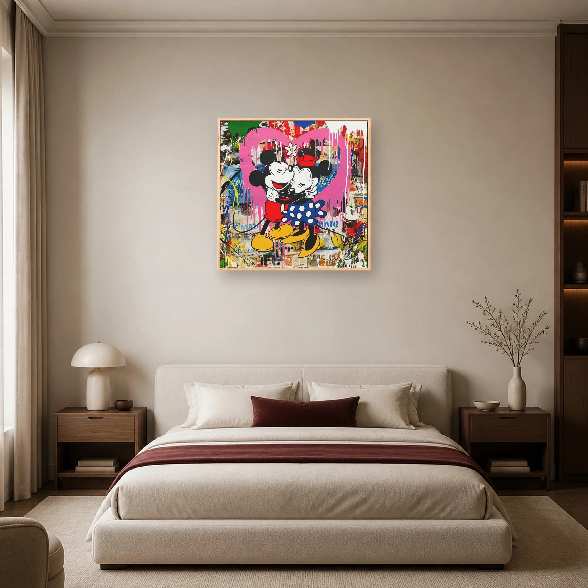Mickey and Minnie Pop Art Canvas Print - Urban Romance Wall Art, view 7