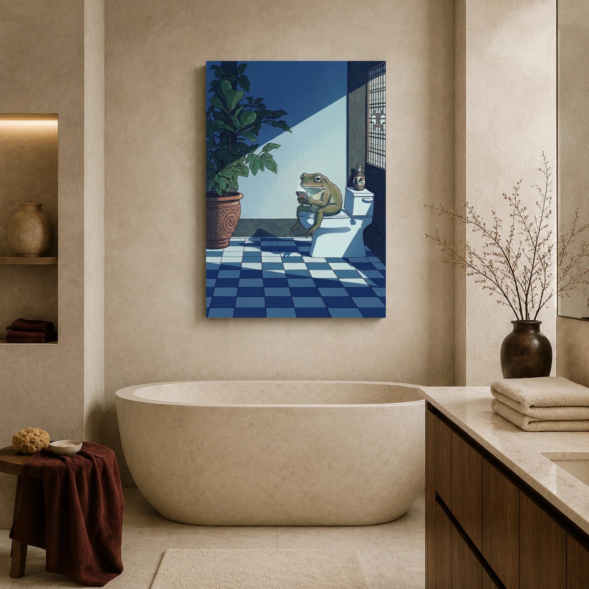 Funny Frog on Toilet Wall Art Print, view 7