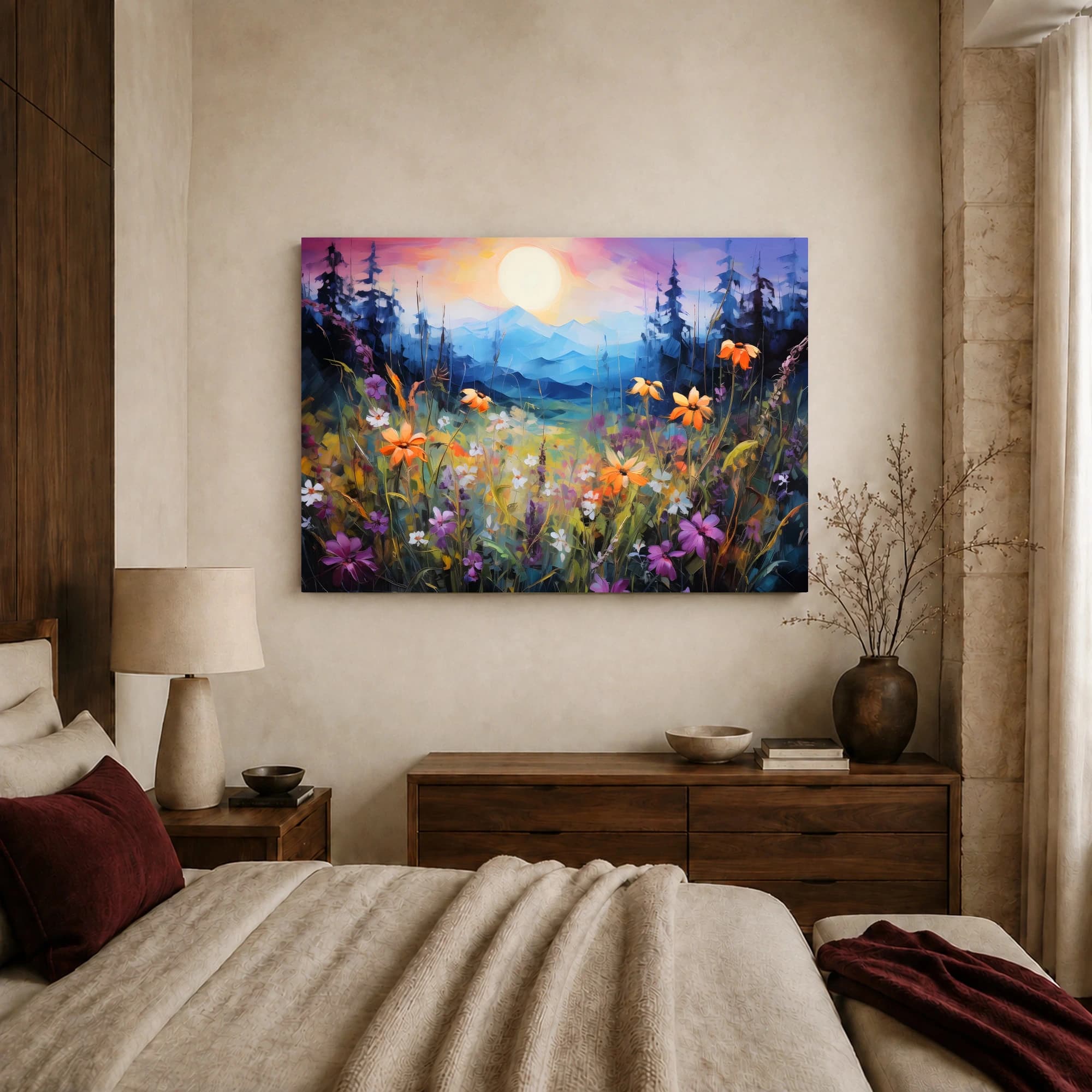Alpine Meadow Sunrise Landscape Wall Art, view 8